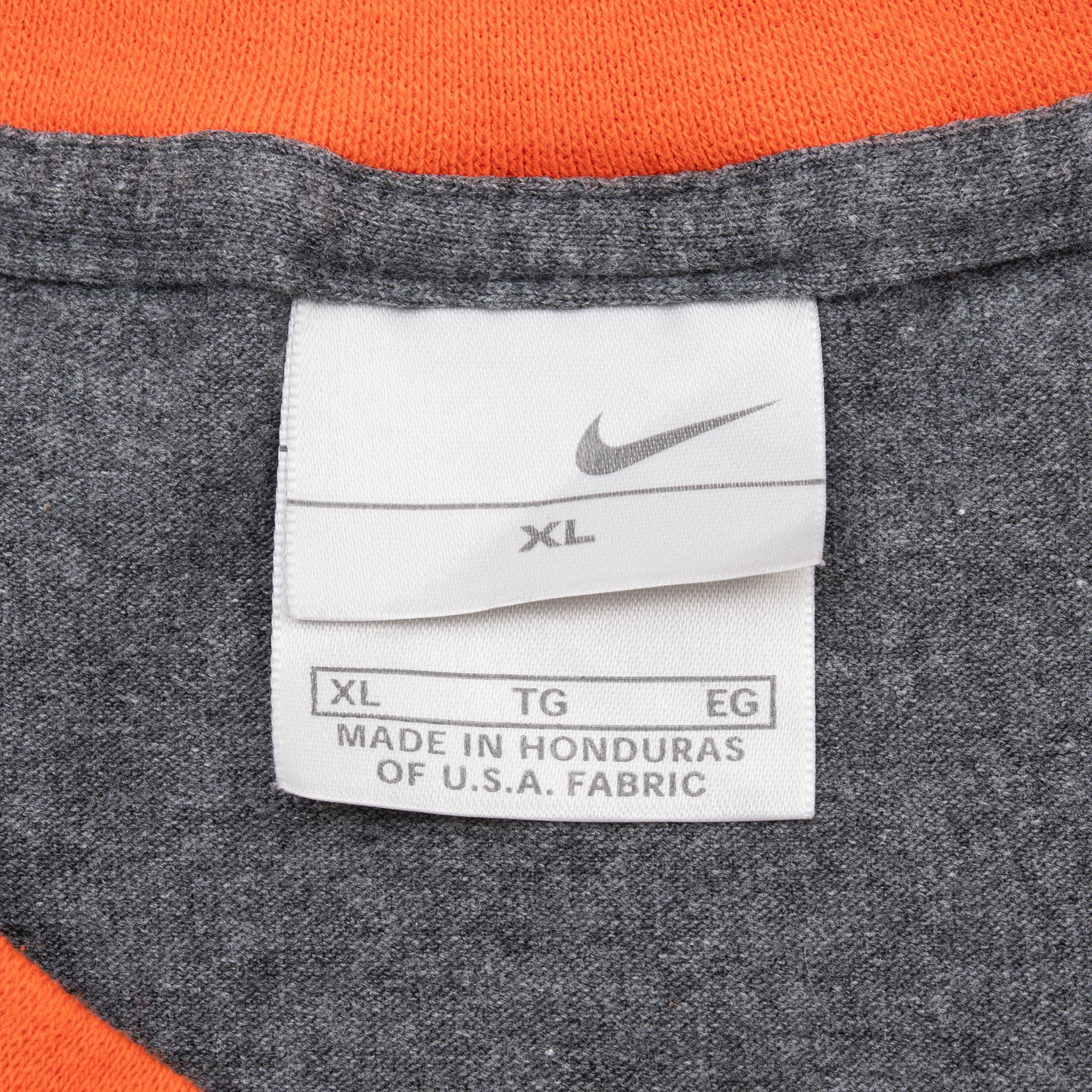 Vintage Nike Classic Swoosh Grey Orange Ringer Tee Shirt 2000S Size XL