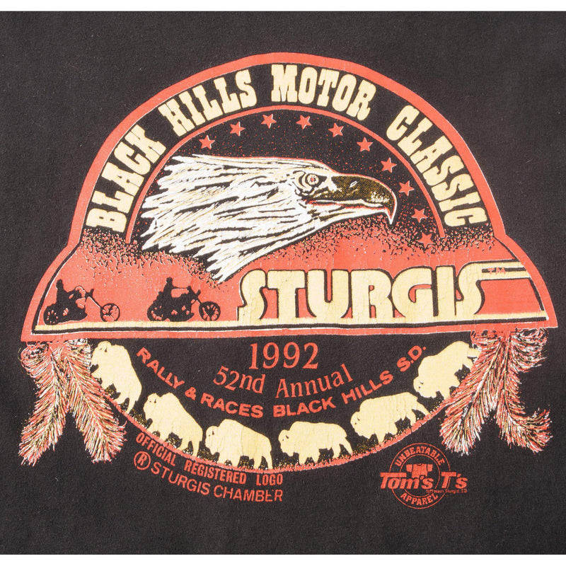 復古 BLACK HILLS MOTOR 經典 STURGIS T 卹 1992 年大尺碼美國製造