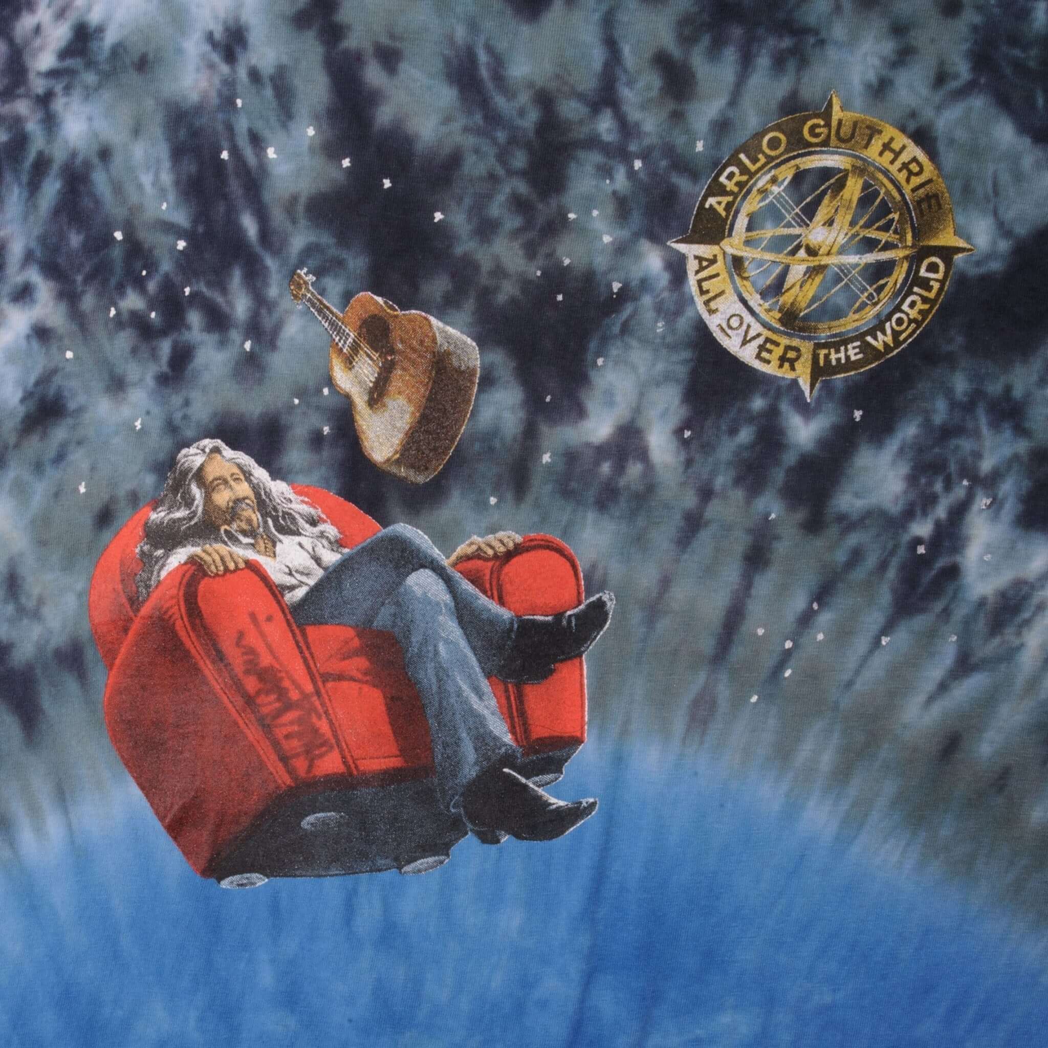 Vintage Tie Dye Arlo Guthrie All Over The World Signed Tee Shirt 1991 Size Xl Made In USA