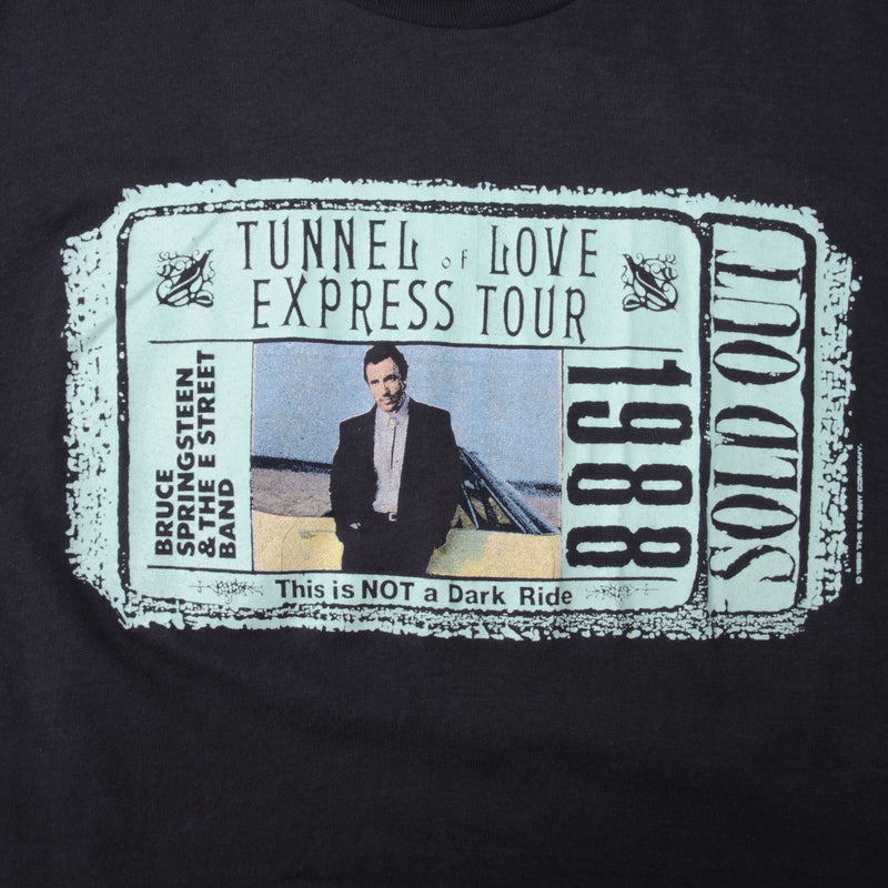 Vintage Bruce Springsteen Tunnel Of Love Express Tour 1988 Tee Shirt Size Small Made In USA With Single Stitch Sleeves