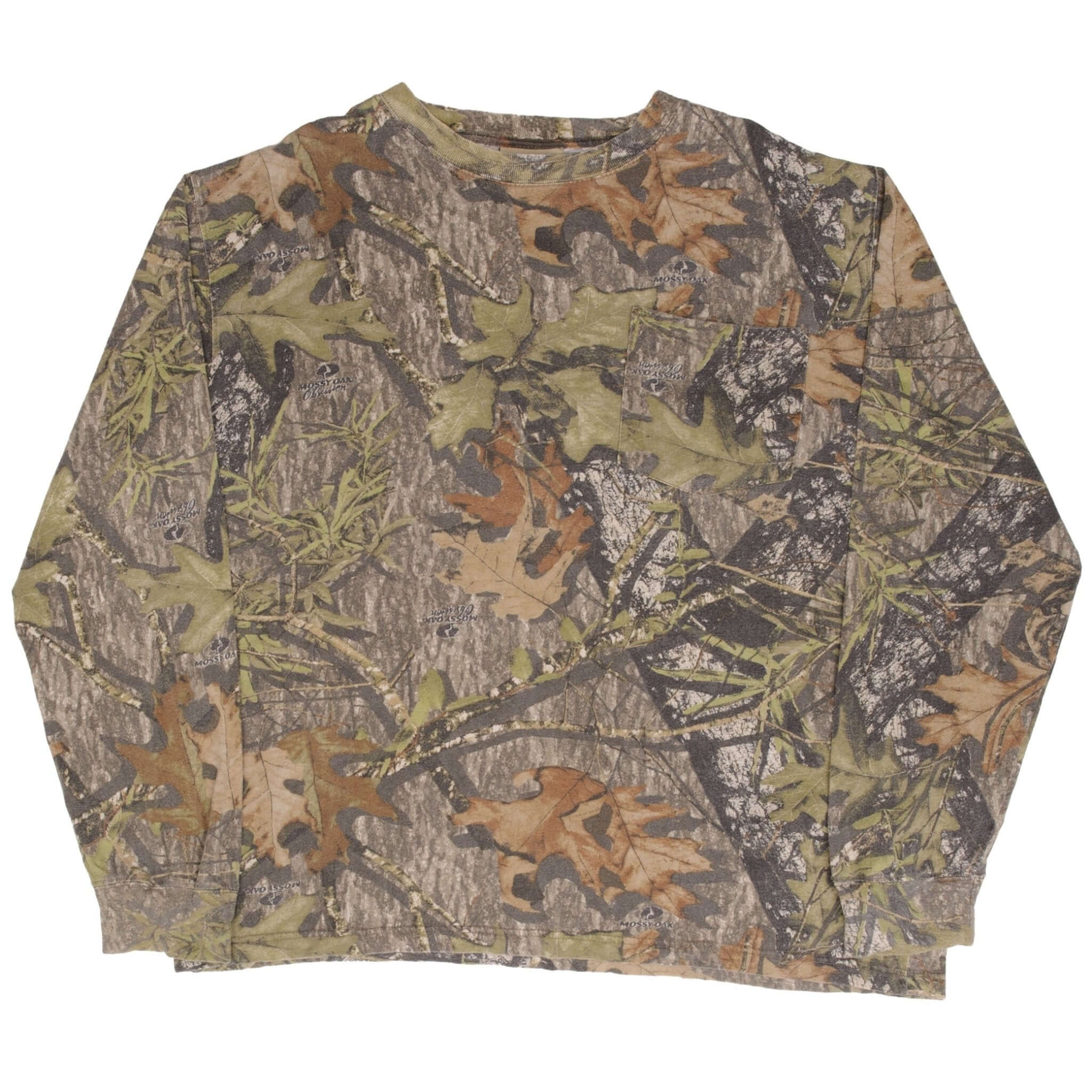 Vintage Hunting Mossy Oak Break Up Camo Long Sleeve Pocket Tee Shirt Size XL
