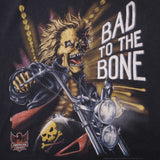 Vintage 3D Emblem Bad To The Bone American Biker Tee Shirt 1992 Size Medium Made In USA With Single Stitch Sleeves