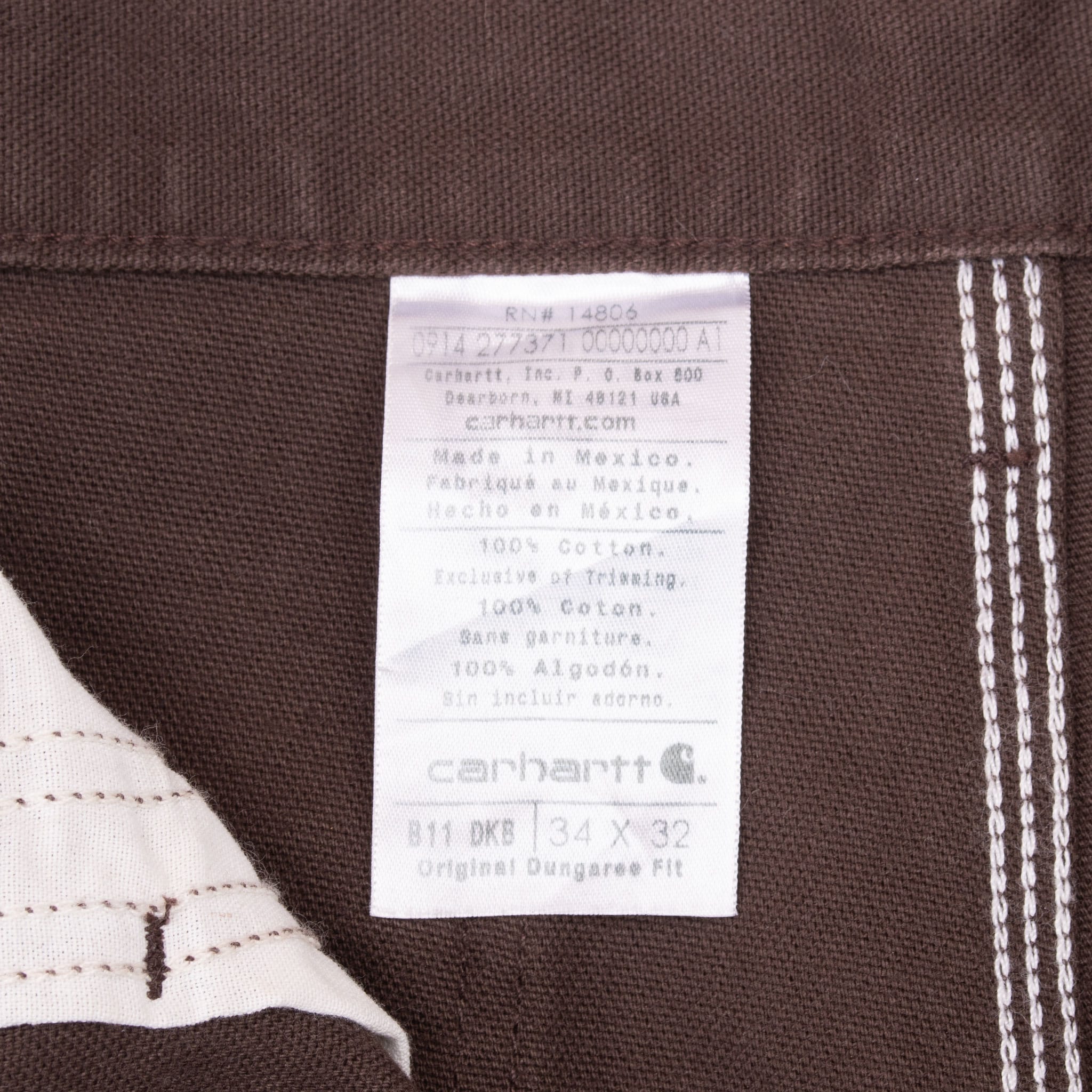 VINTAGE CARHARTT CARPENTER DARK BROWN PANTS B11DKB SIZE 34X32