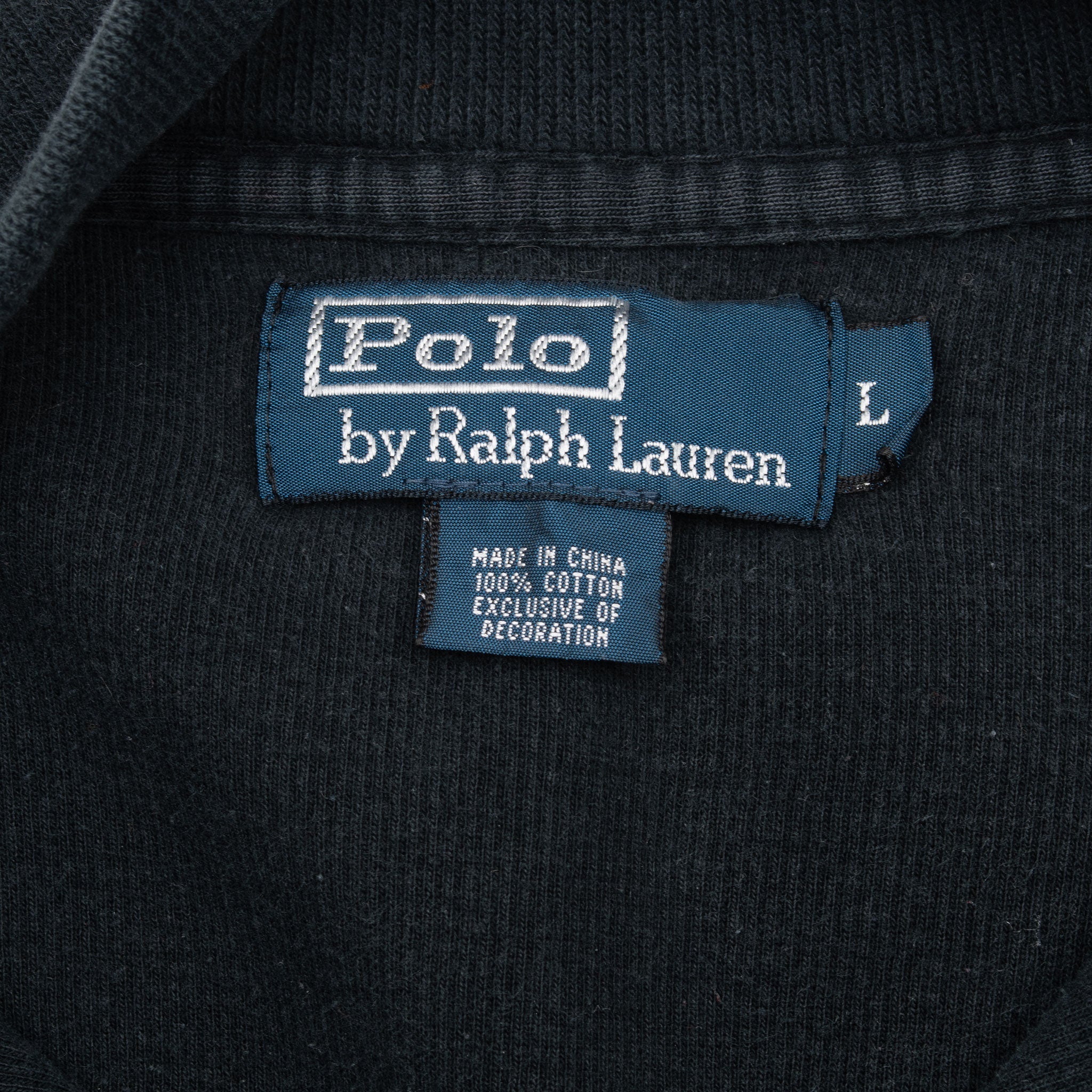 Vintage Polo Ralph Lauren Black Quarter 1/4 Zip Sweater 1990S Size Large