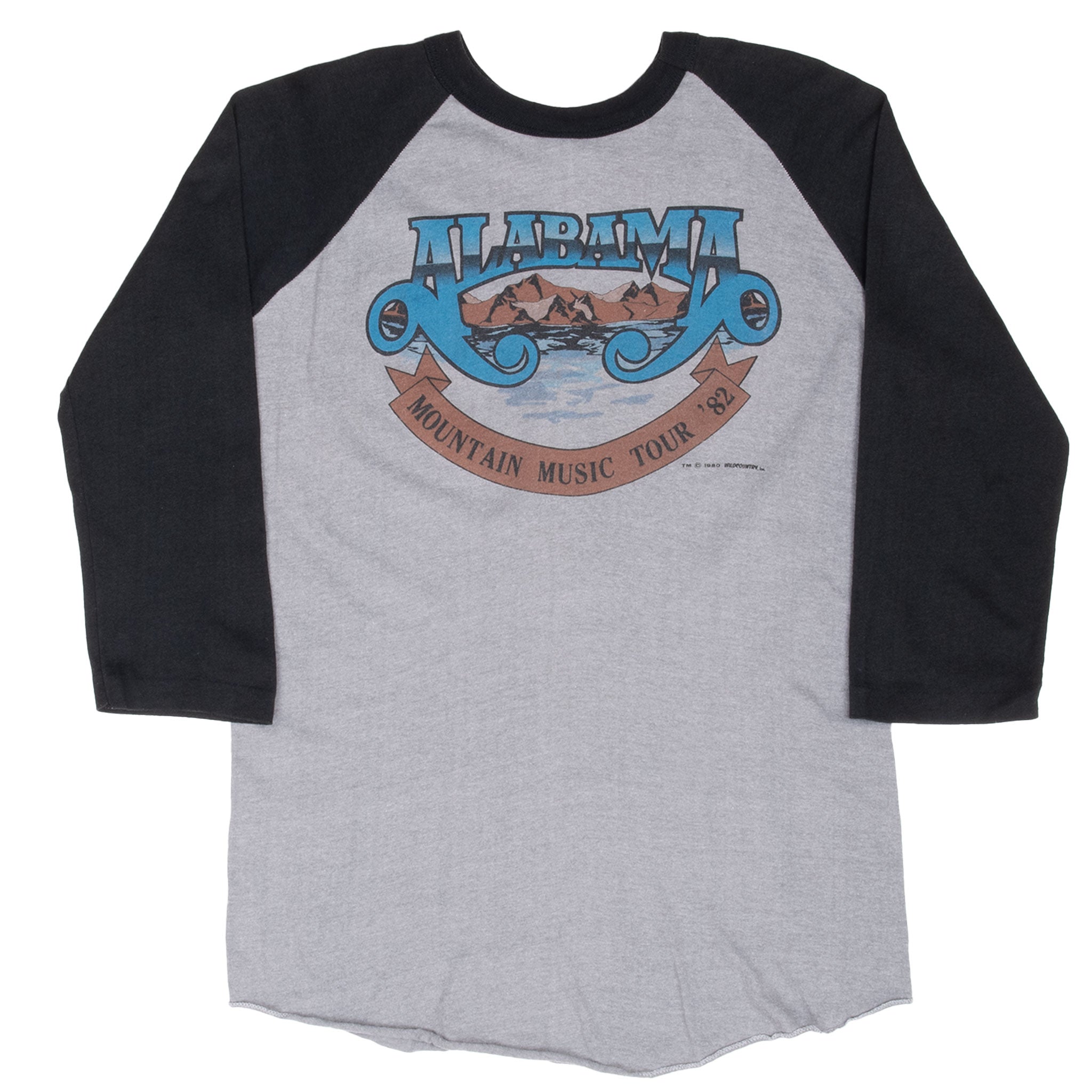 Vintage Alabama Mountain Music Tour Raglan Tee Shirt 1982 Size Medium Made In USA With Single Stitch