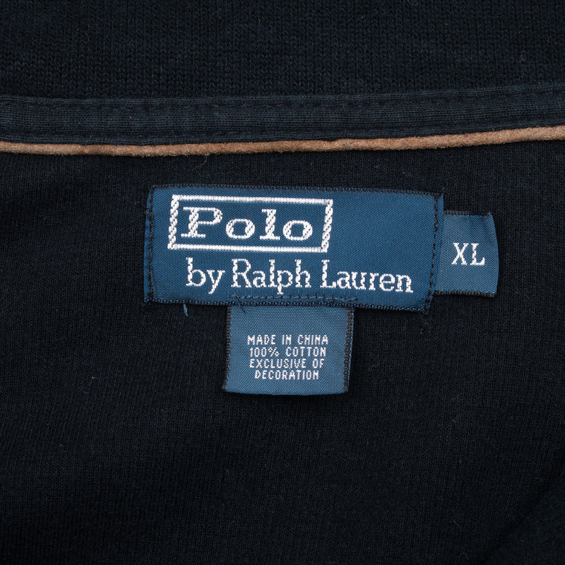 Vintage Polo Ralph Lauren Black Quarter 1/4 Zip Sweater 1990S Size XL
