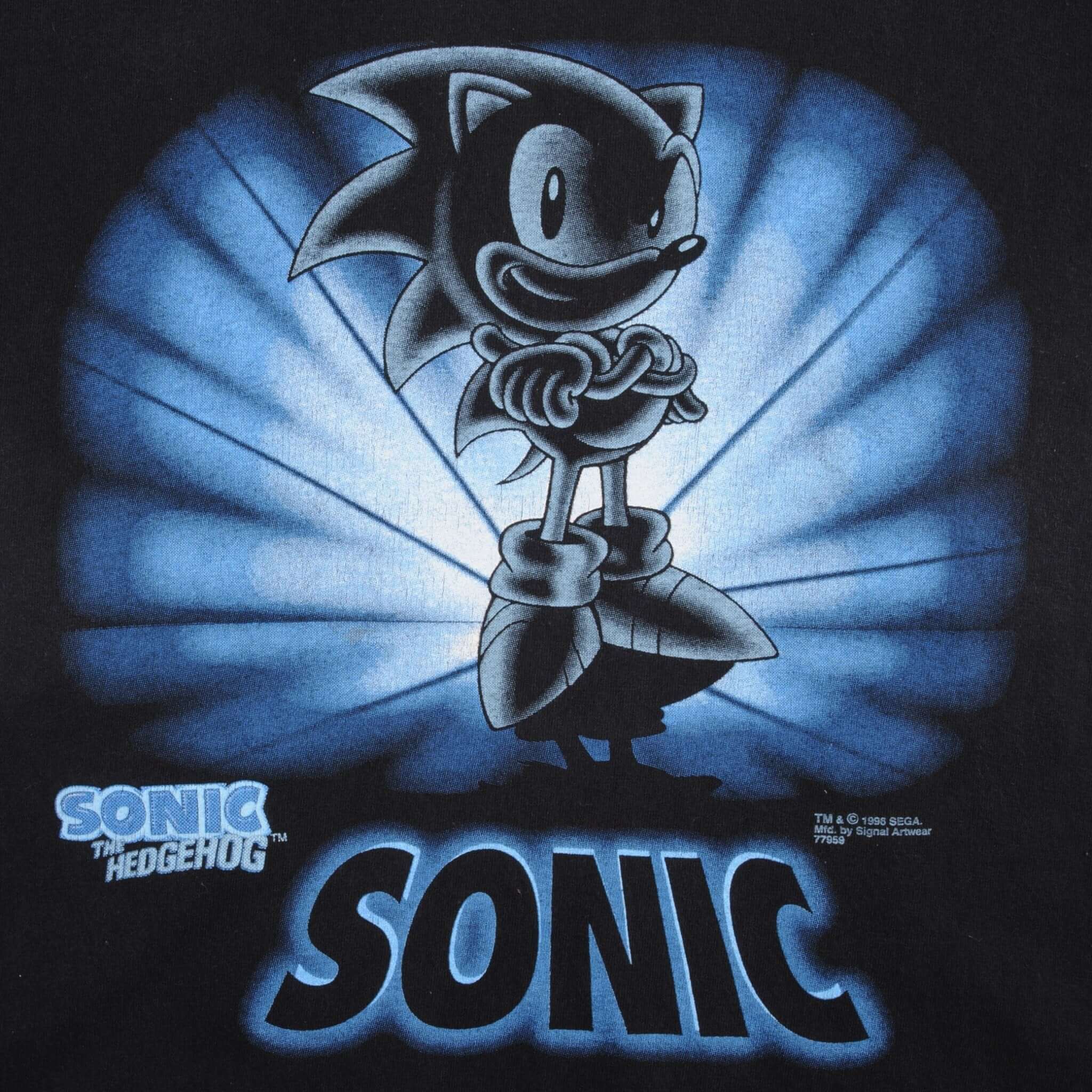 Vintage Sonic The Hedgehog & Knuckles Sega 1995 Tee Shirt Size Large Youth (14/16) With Single Stitch Sleeves