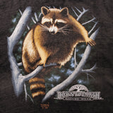 Vintage 3D Emblem Down To Earth Raccoon Paper Thin Tee Shirt 1990 Size Large Made In USA With Single Stitch Sleeves