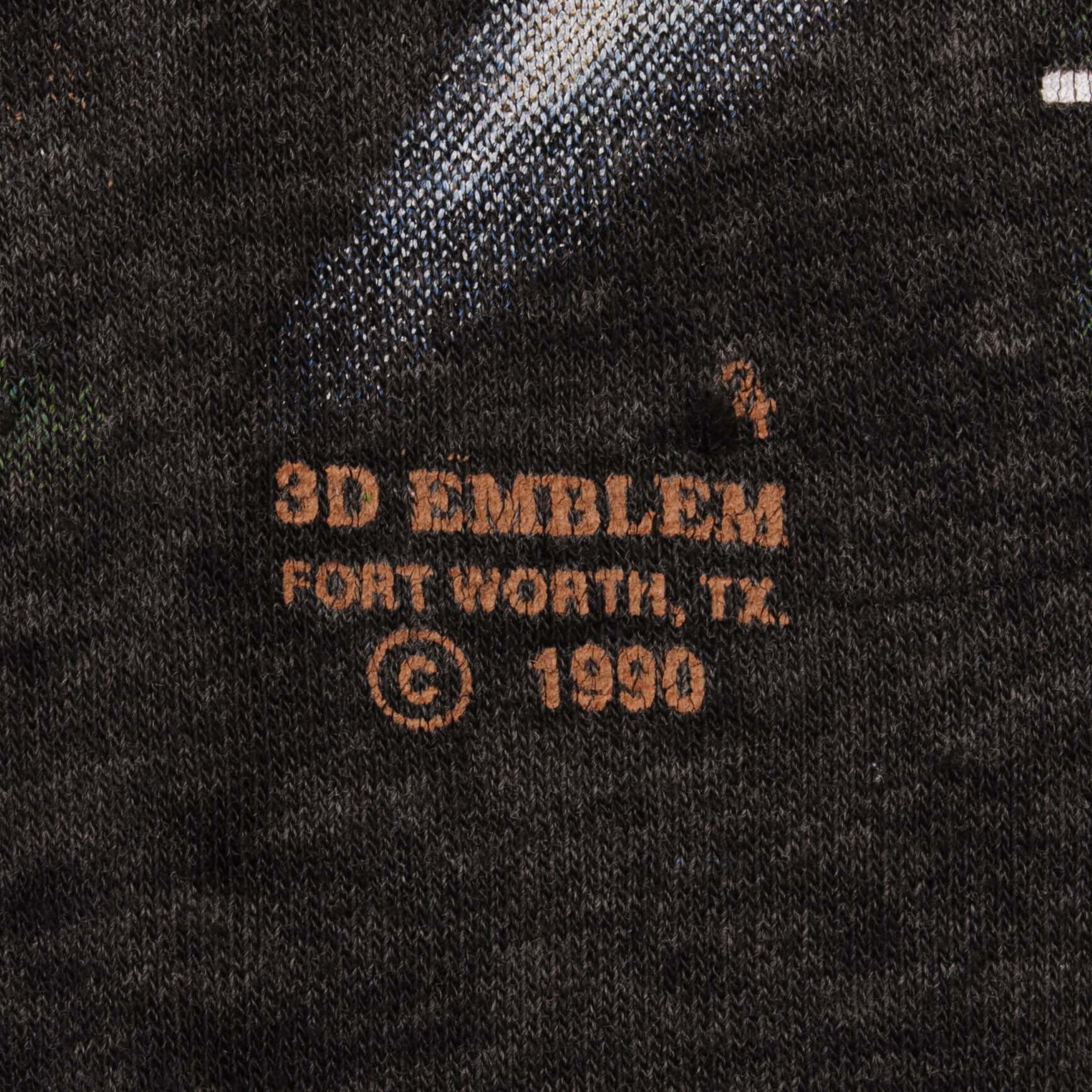 Vintage 3D Emblem Down To Earth Raccoon Paper Thin Tee Shirt 1990 Size Large Made In USA With Single Stitch Sleeves