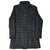 Back of black Patagonia Radalie quilted parka with stand collar