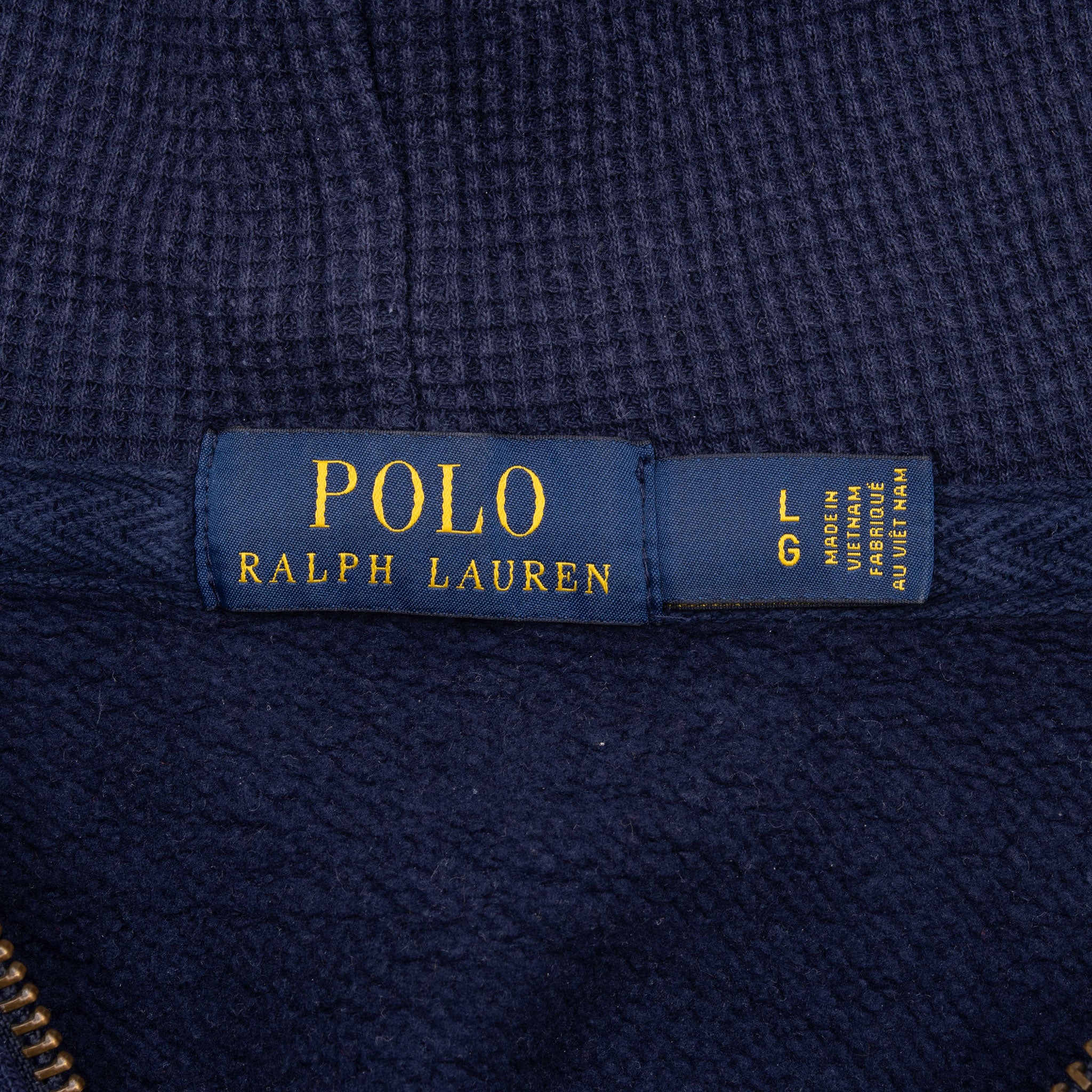 Vintage Ralph Lauren Full Zip Classic Navy Blue Hoodie Sweatshirt Size Large