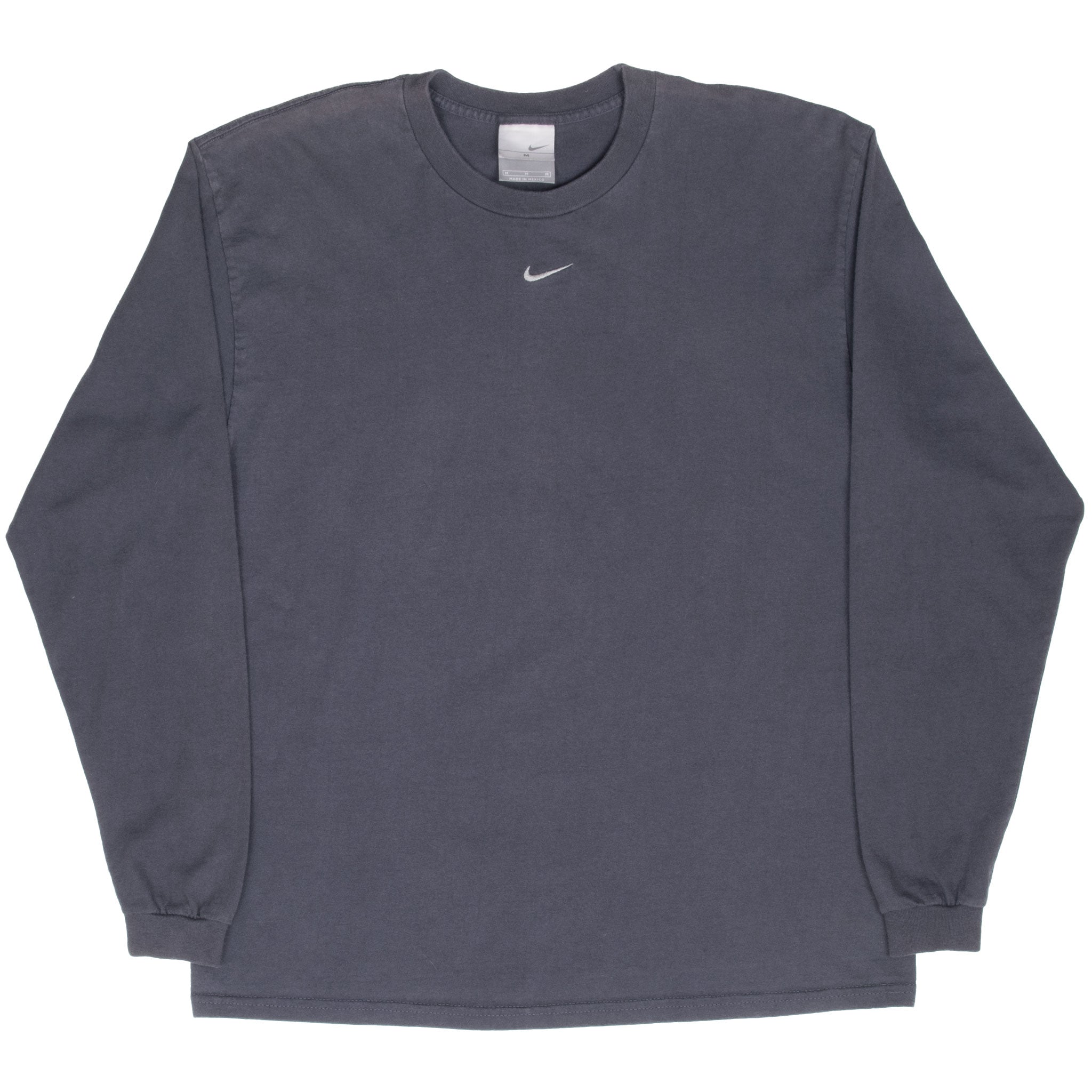 Vintage Nike Center Swoosh Grey Long Sleeve Tee Shirt 2000S Size Medium