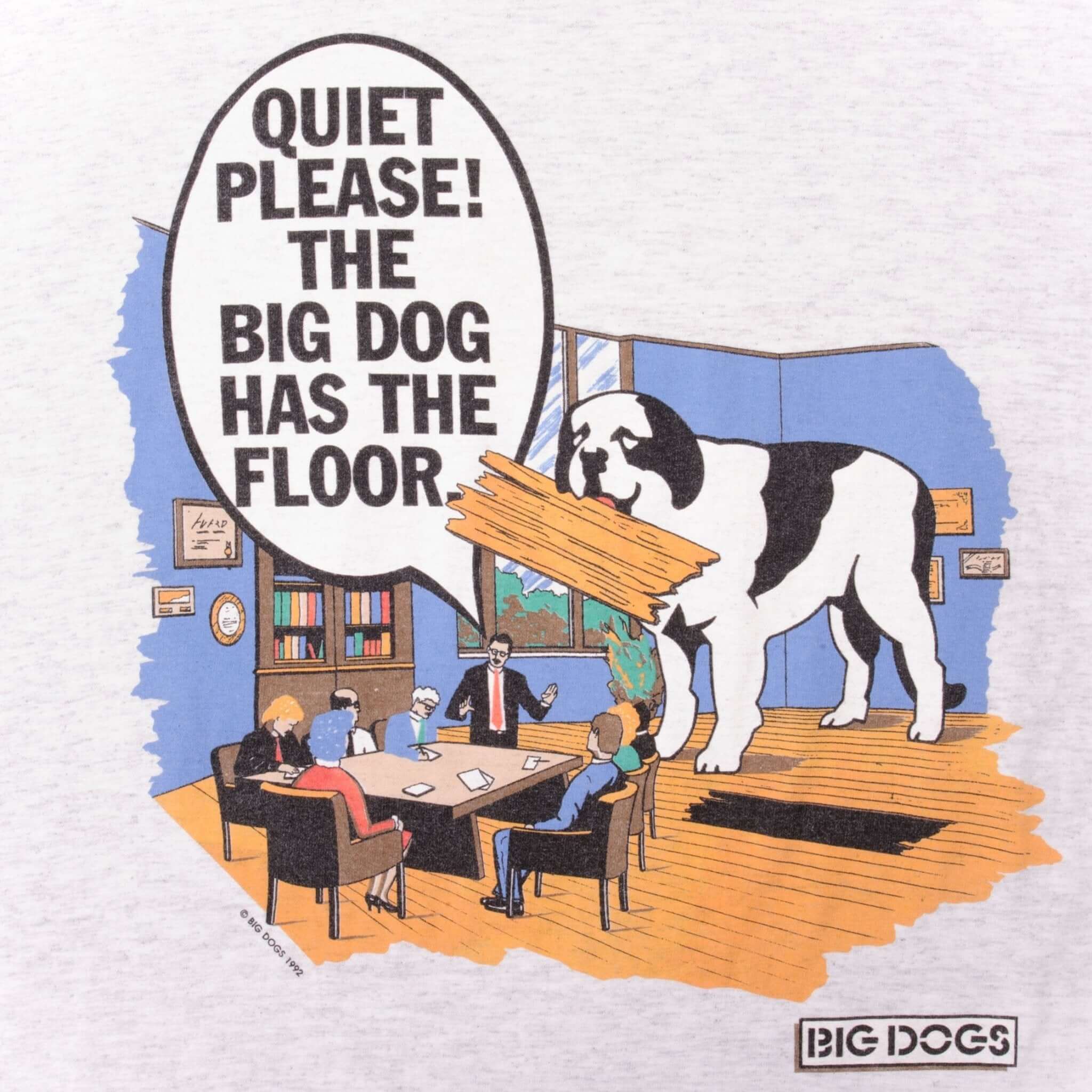 Vintage Quiet Please! The Big Dog Has The Floor Tee Shirt 1992 Size XL  With Single Stitch Sleeves
