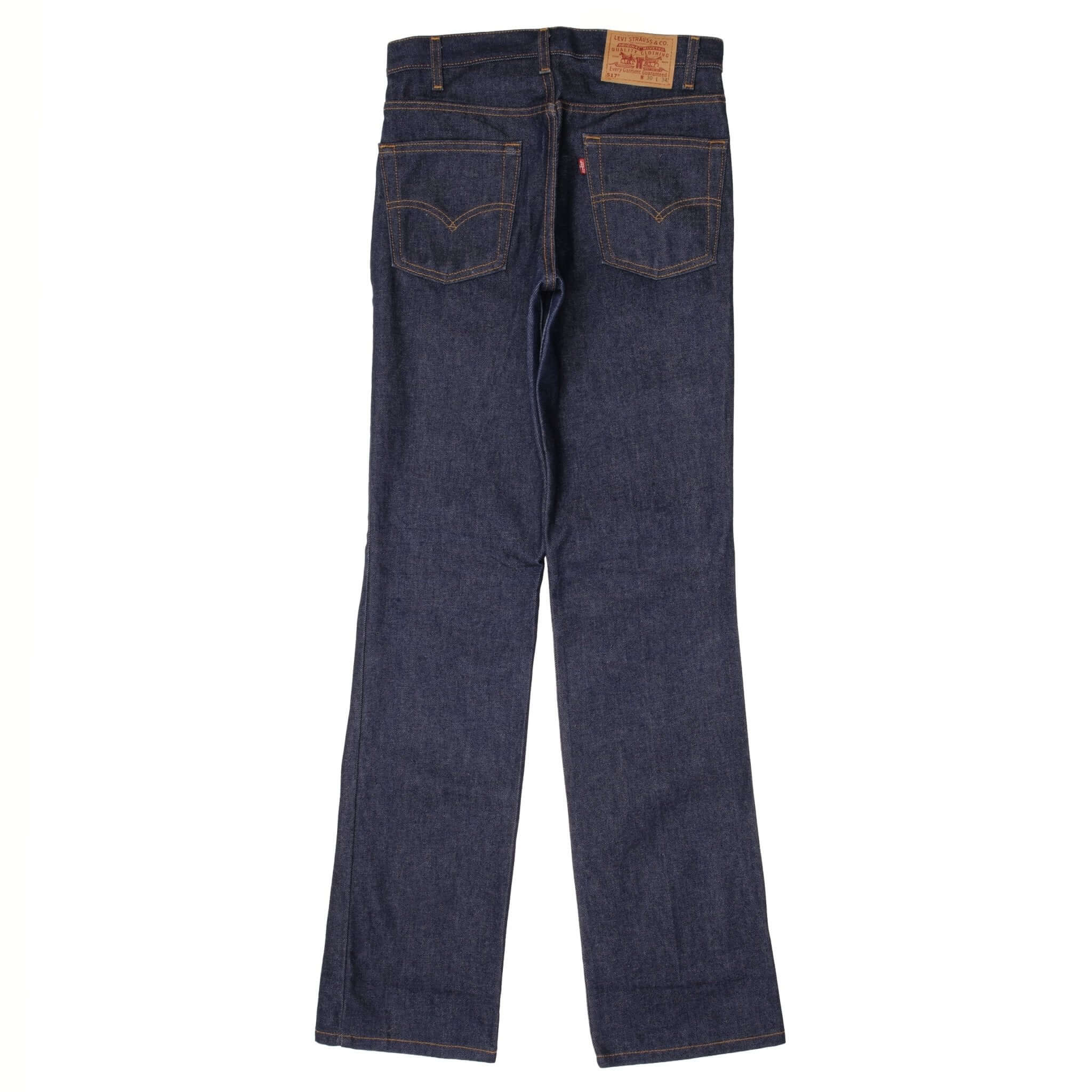 Beautiful Vintage Indigo Levis 517 Jeans 1980s Made in USA with Dark Blue Wash  Size on tag 30X34  Back Button #511