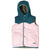 Front of Patagonia Bivy reversible hooded puffer vest in pale pink and teal