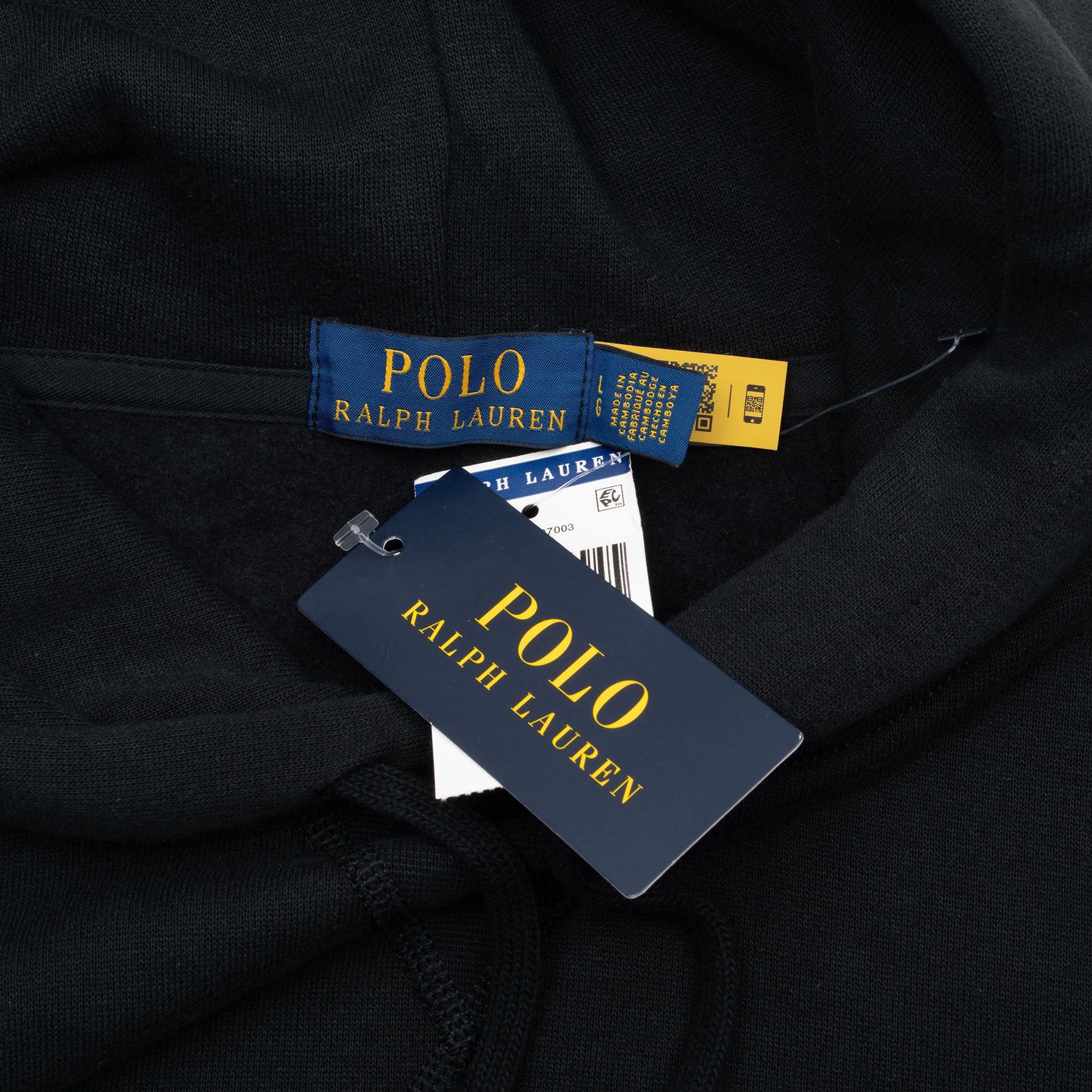 Vintage Polo Ralph Lauren Black Hoodie Sweatshirt Size Large Deadstock