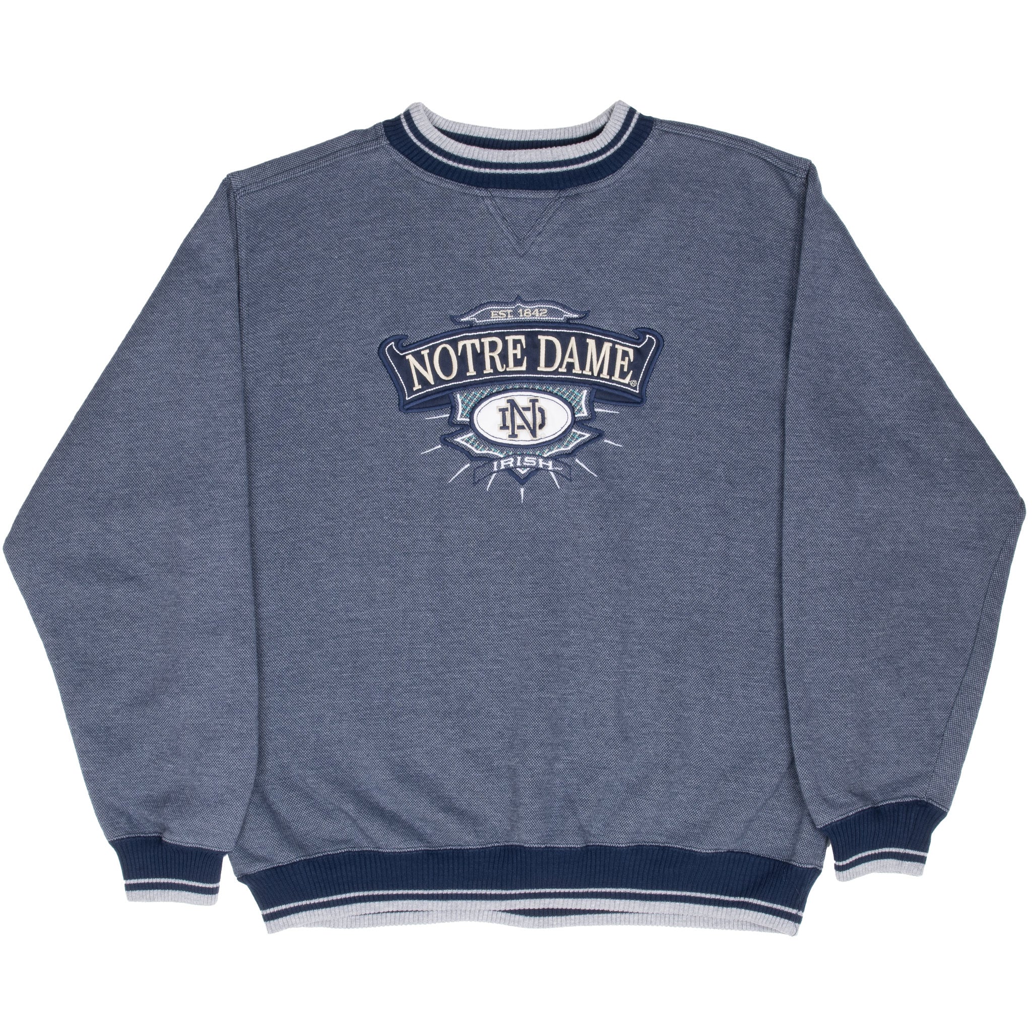 Vintage Ncaa Notre Dame Fighting Irish Embroidered Sweatshirt 1990S Size Large