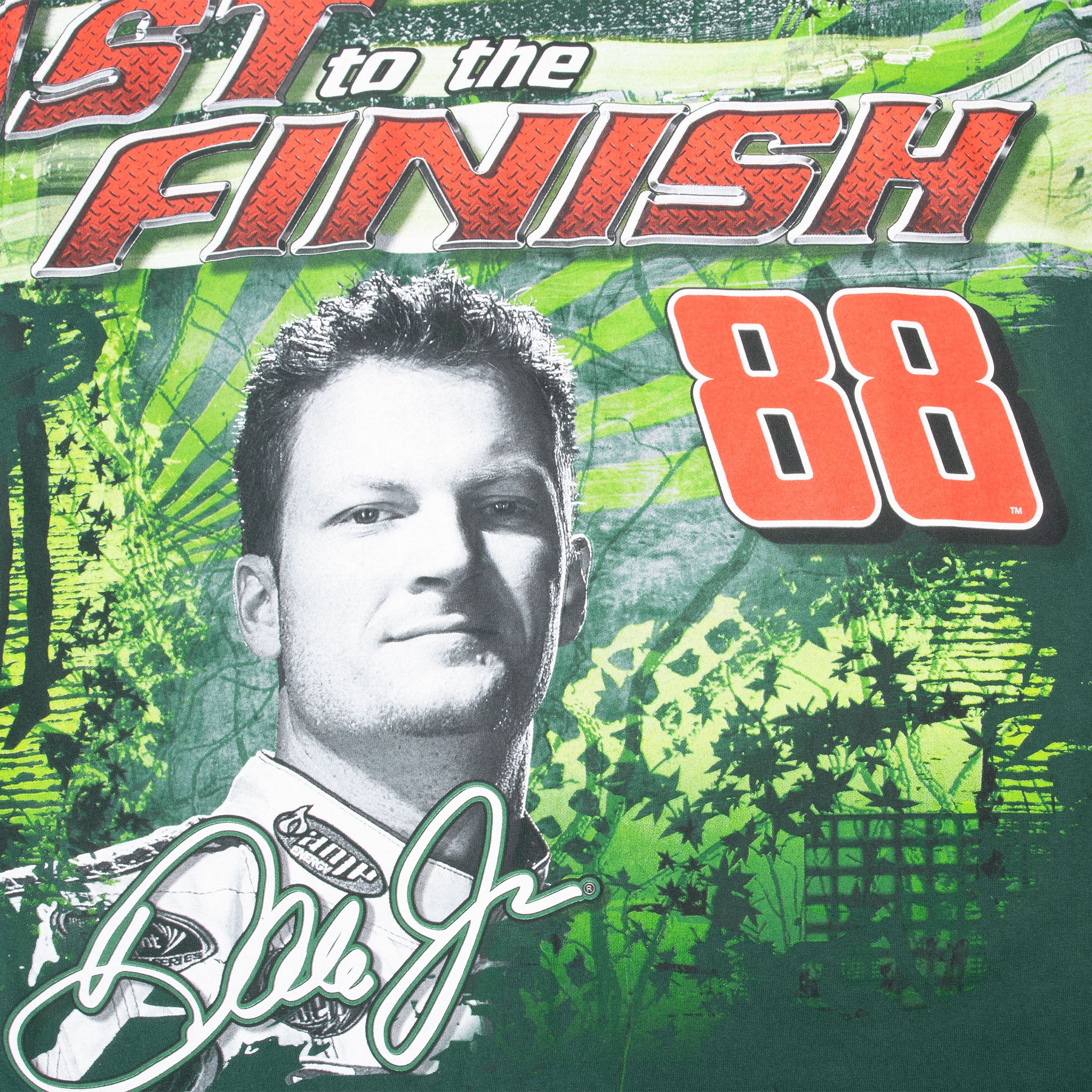 Vintage Nascar Dale Earnhardt Jr All Over Print Tee Shirt 2000S Size XL