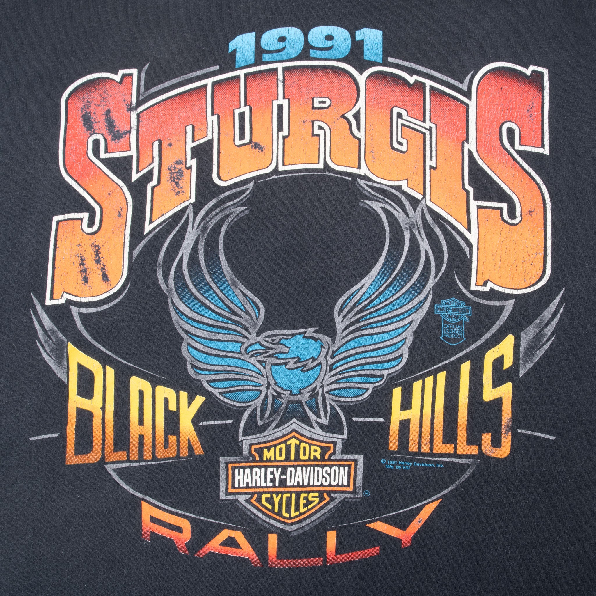 Vintage Harley Davidson Sturgis Black Hills Rally 1991 Tee Shirt Size XL Made In Usa With Single Stitch Sleeves