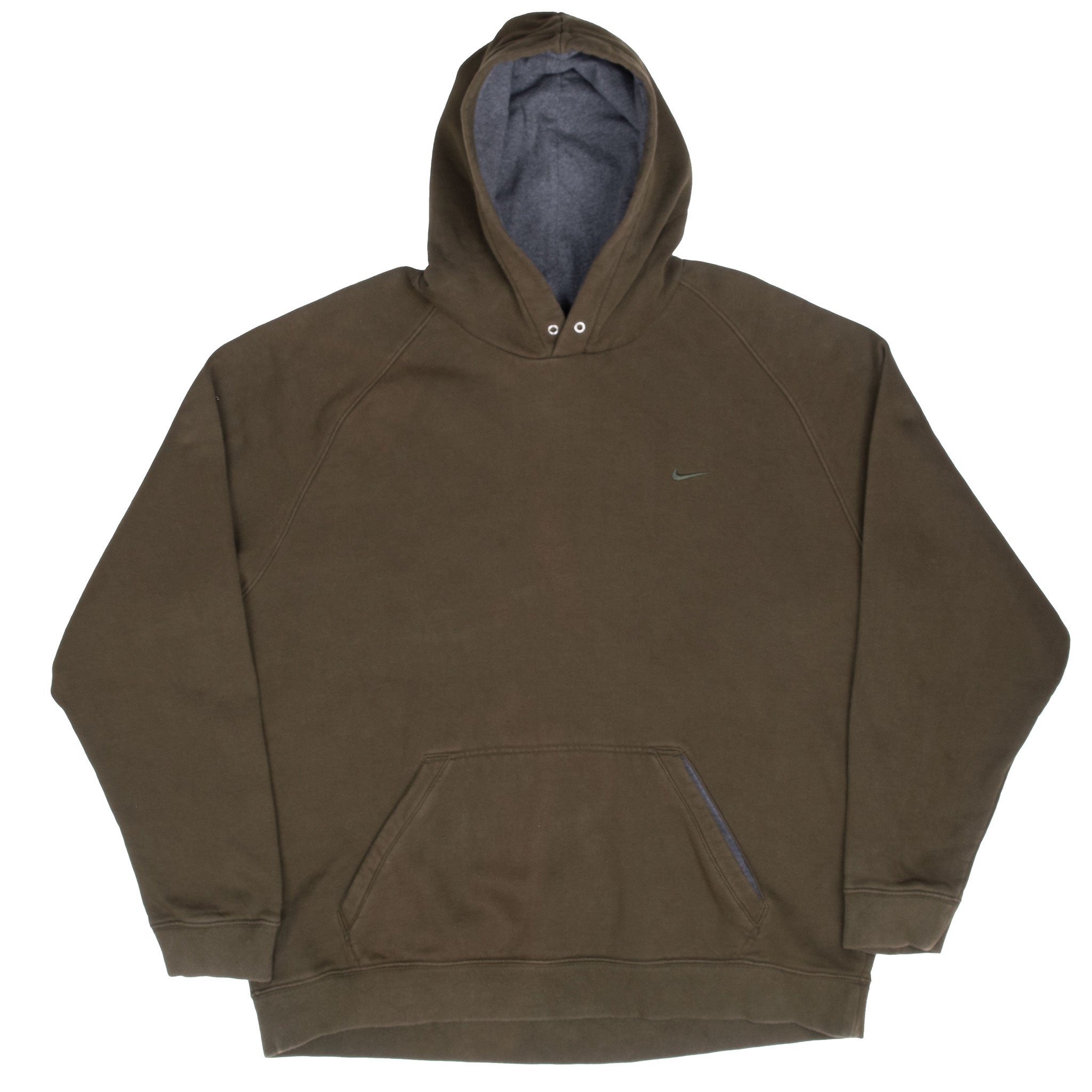 Vintage Nike Classic Swoosh Green Hoodie Sweatshirt 2000S Size 2XL