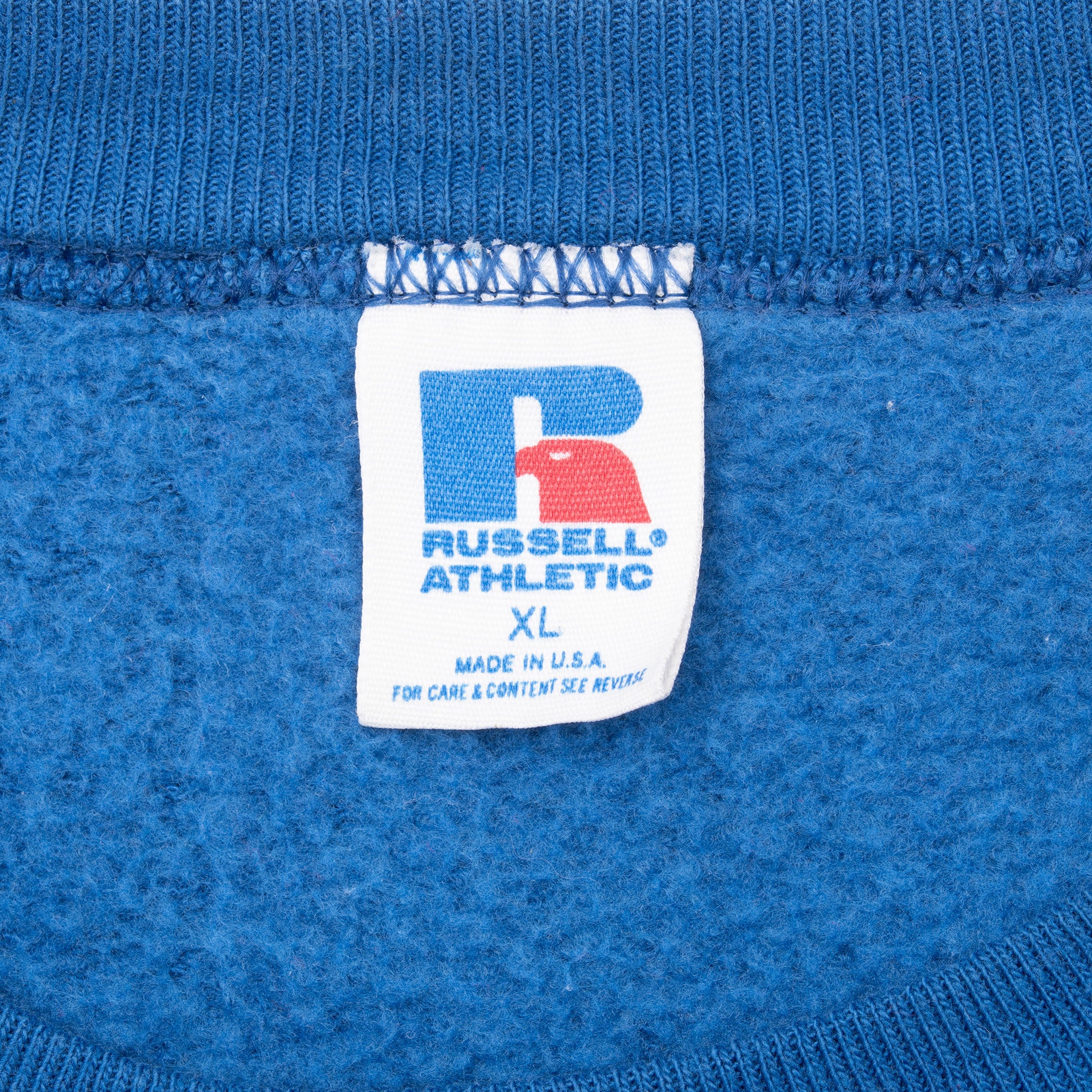 Vintage Russell Athletic Blue Blank Sweatshirt 1990S Size Large Made In Usa