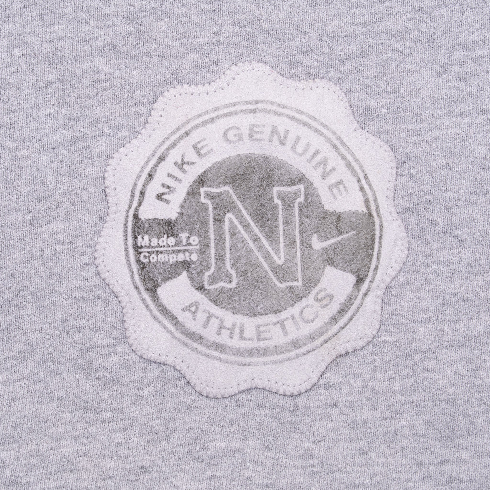 Vintage Nike Athletics Leather Patch Grey Sweatshirt 1990S Size XL Made In USA