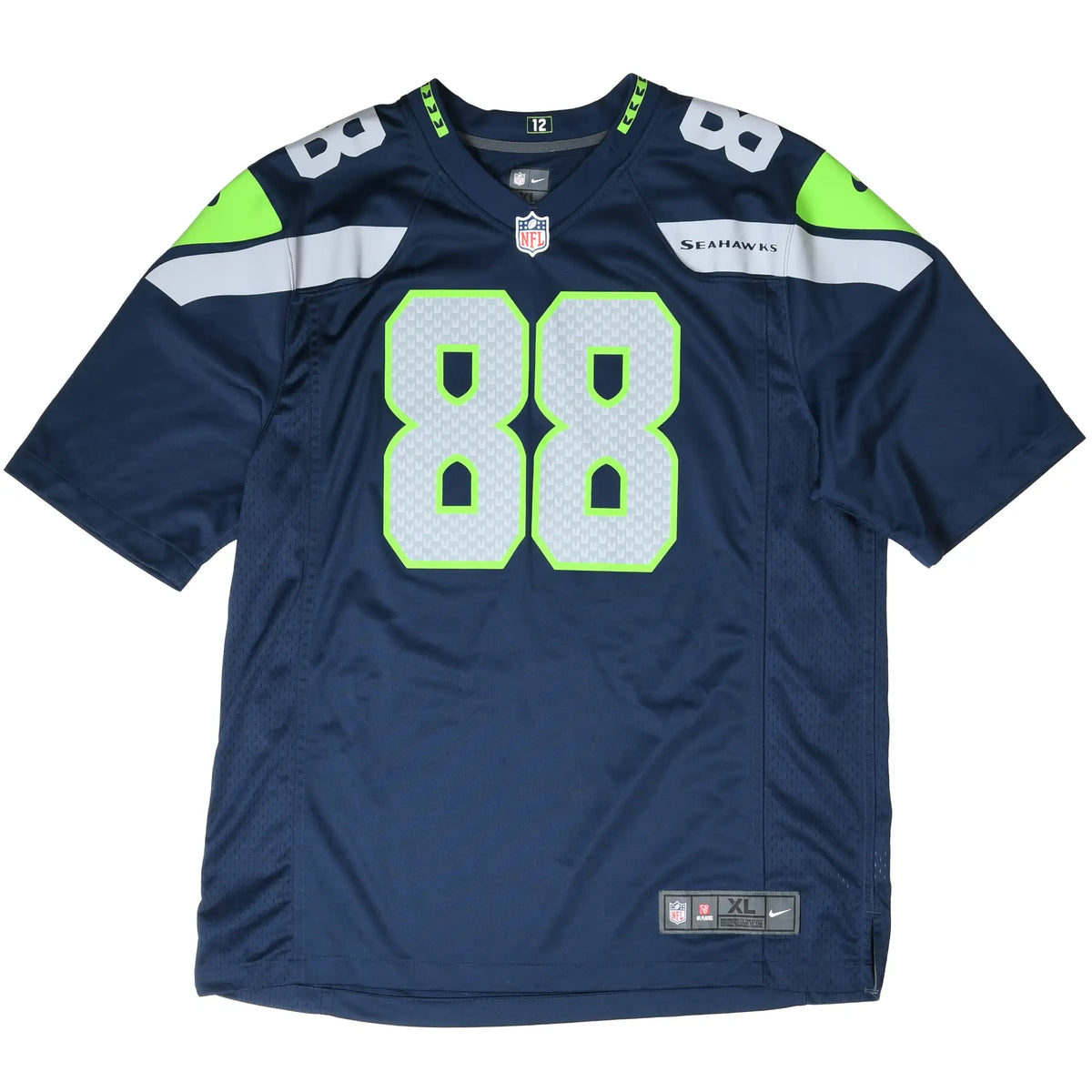 Full front view of navy Nike Seattle Seahawks number 88 jersey