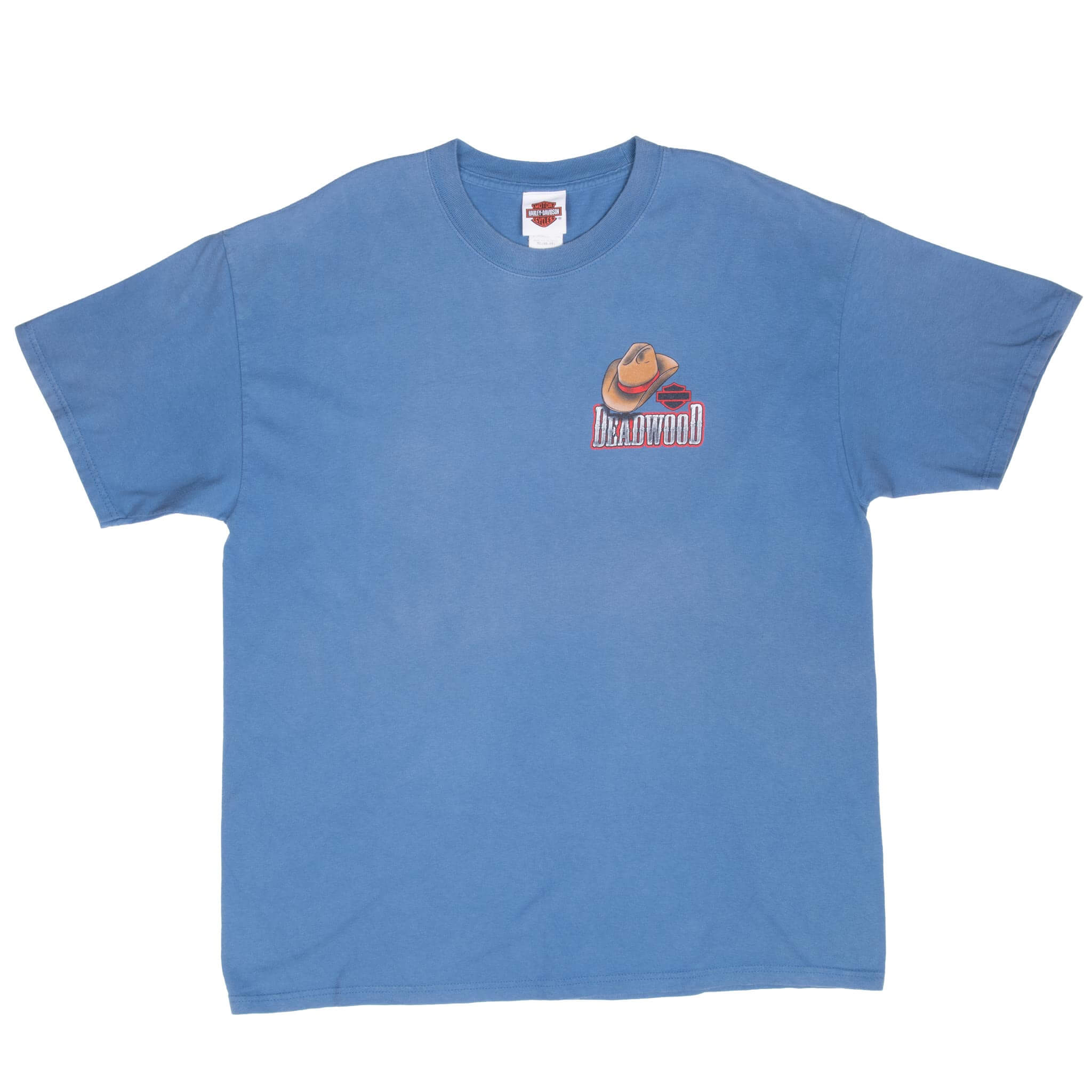 Vintage Harley Davidson Deadwood North Dakota Blue Tee Shirt 2008 Size XL