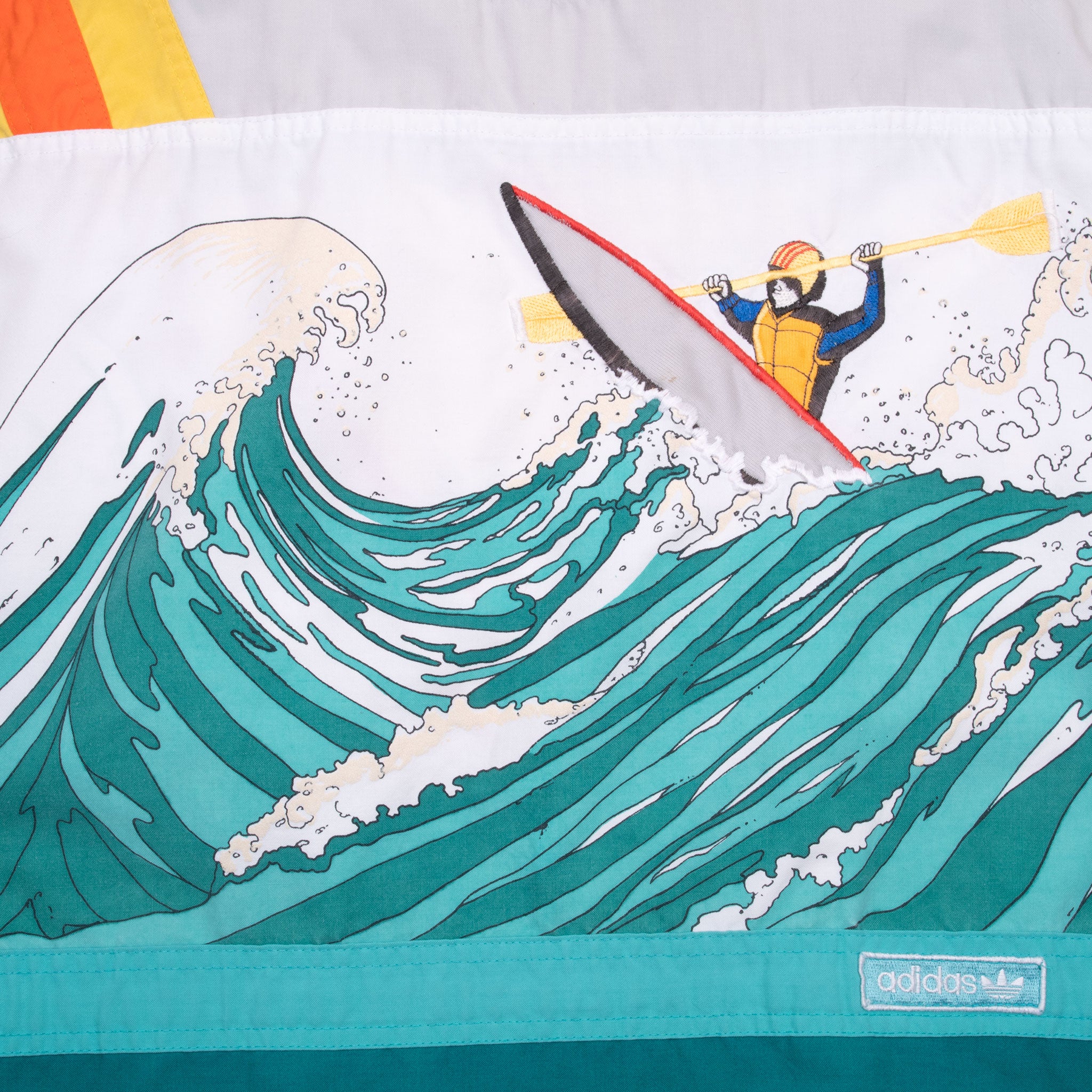 Vintage Adidas Devil's Toenails Amuza River Kayaking All Over Print Sweatshirt Size XL 1970S