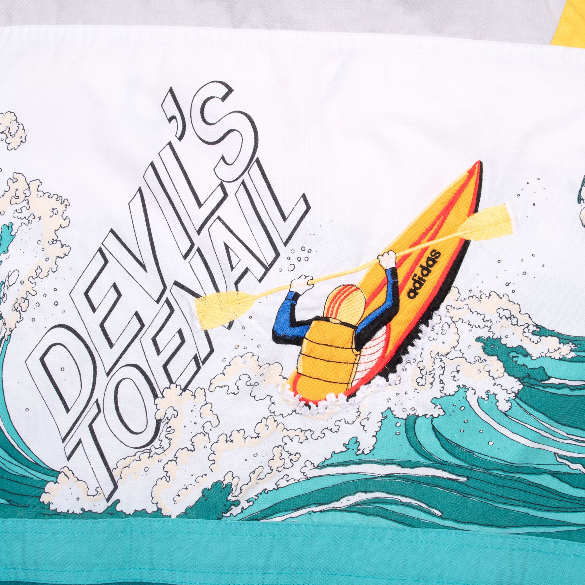 Vintage Adidas Devil's Toenails Amuza River Kayaking All Over Print Sweatshirt Size XL 1970S