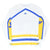 Back of white St. Louis Blues long-sleeve tee with blue and yellow stripes and Apex One logo