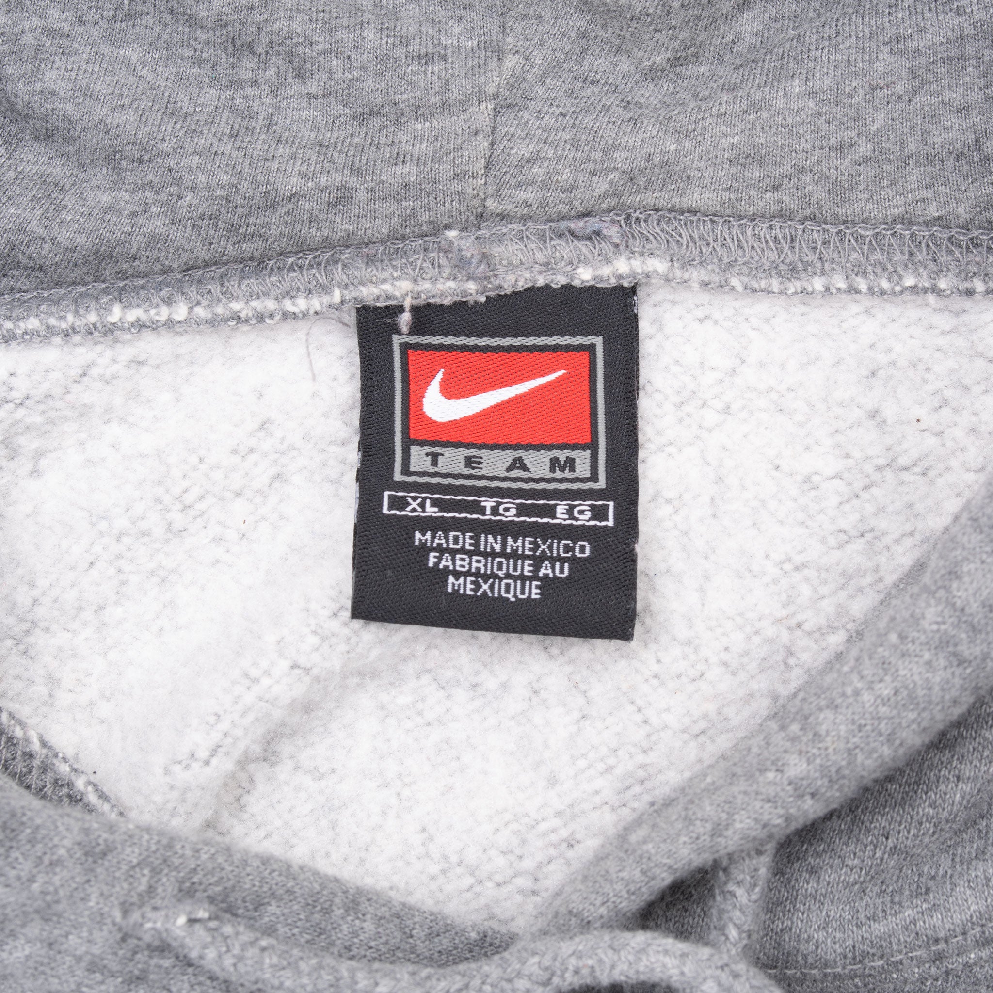 Vintage Nike Kansas Center Swoosh Grey Hoodie Sweatshirt 1990S Size XL