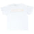 Back of white Nike basketball T-shirt with orange outlined Nike graphic