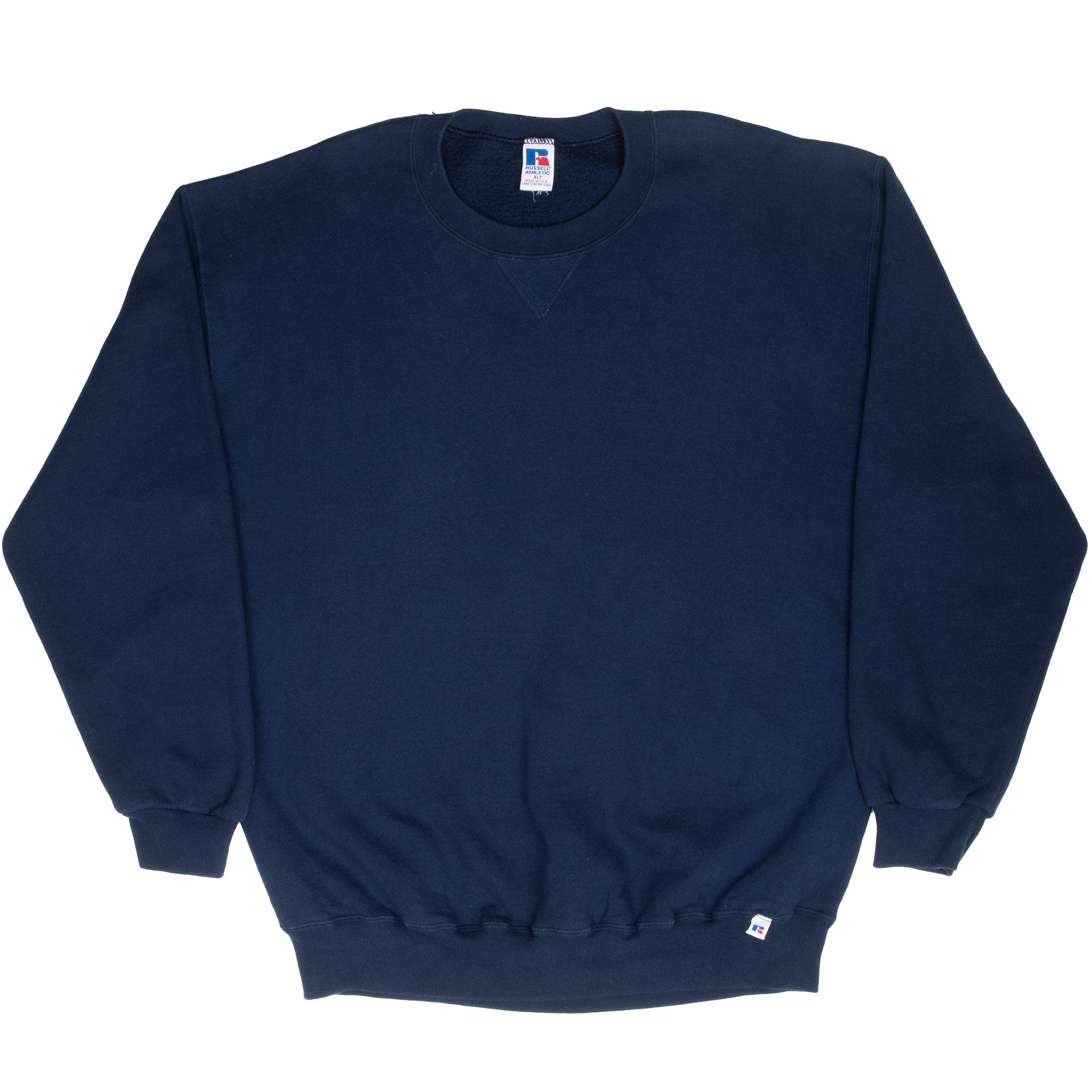 Vintage Russell Athletic Blank Navy Blue Sweatshirt 1990S Size XL Tall Made In Usa