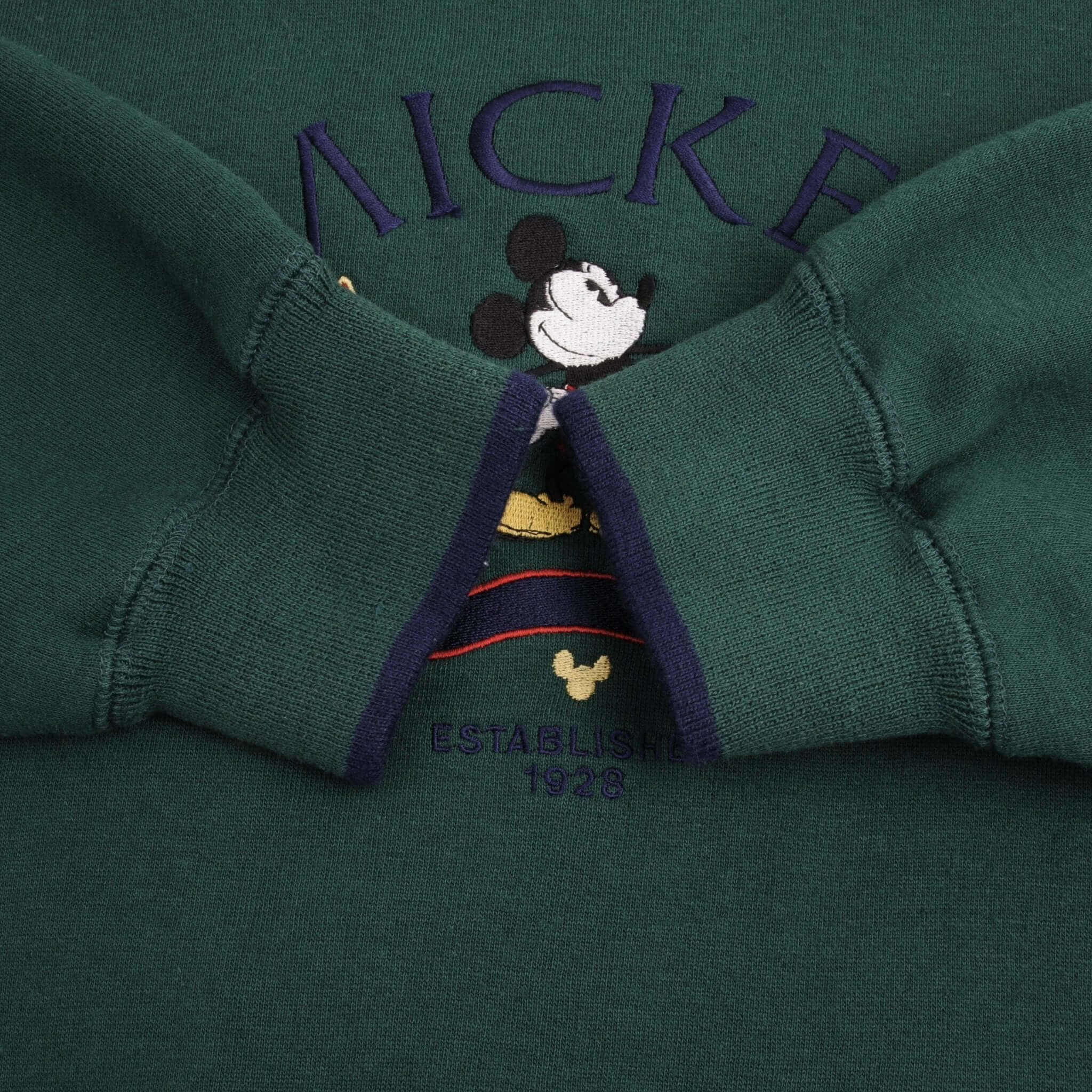 Vintage Disney Mickey Mouse Embroidered 1990S Pine Green Sweatshirt Size XL