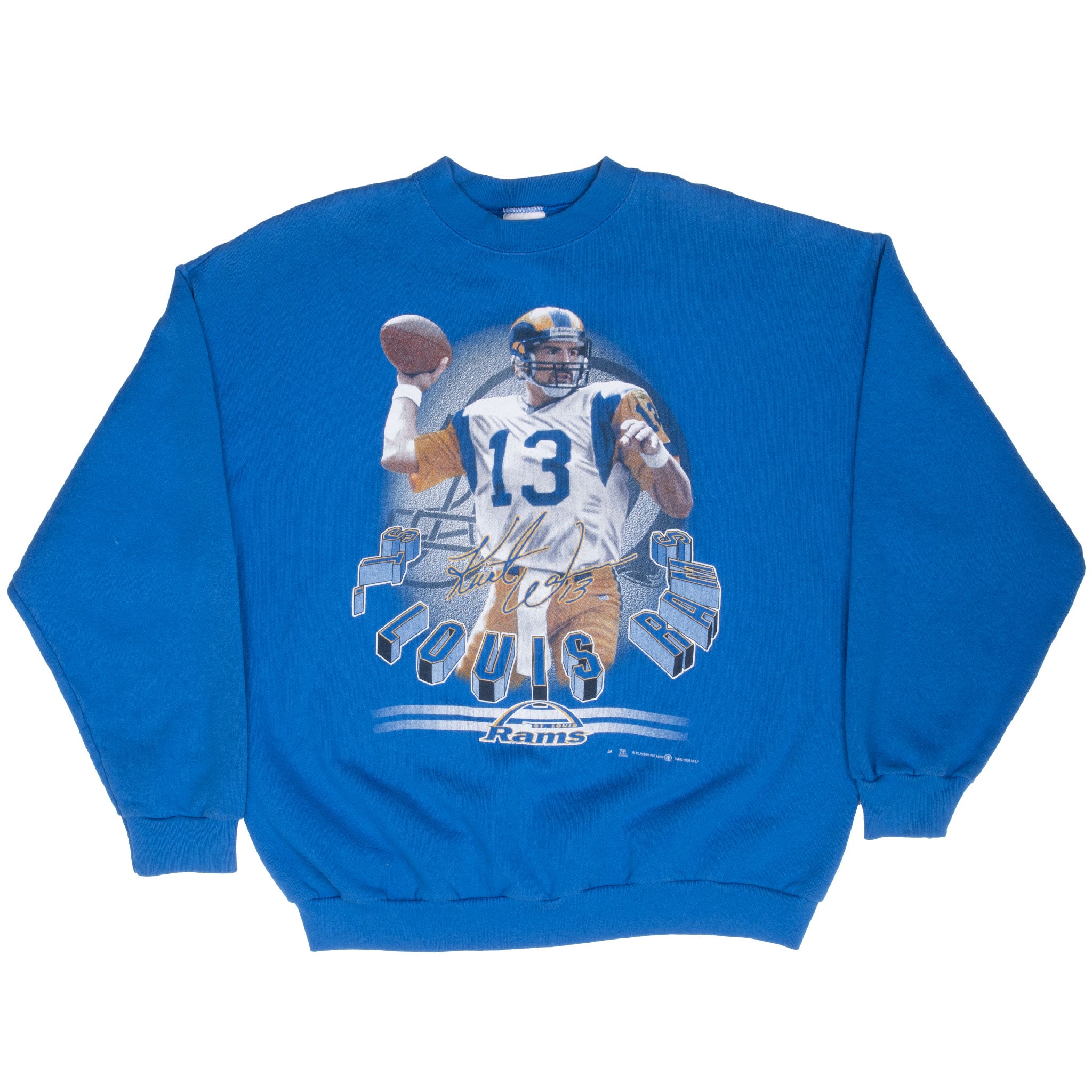 Vintage Nfl St Louis Rams Kurt Warner Sweatshirt 1999 Size XL