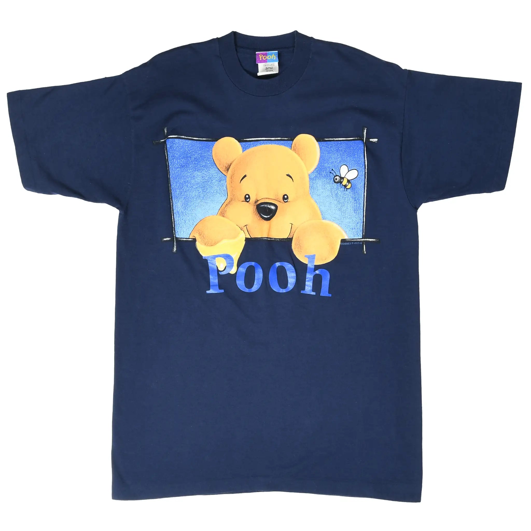 Full front of navy Disney Winnie the Pooh T-shirt with character graphic