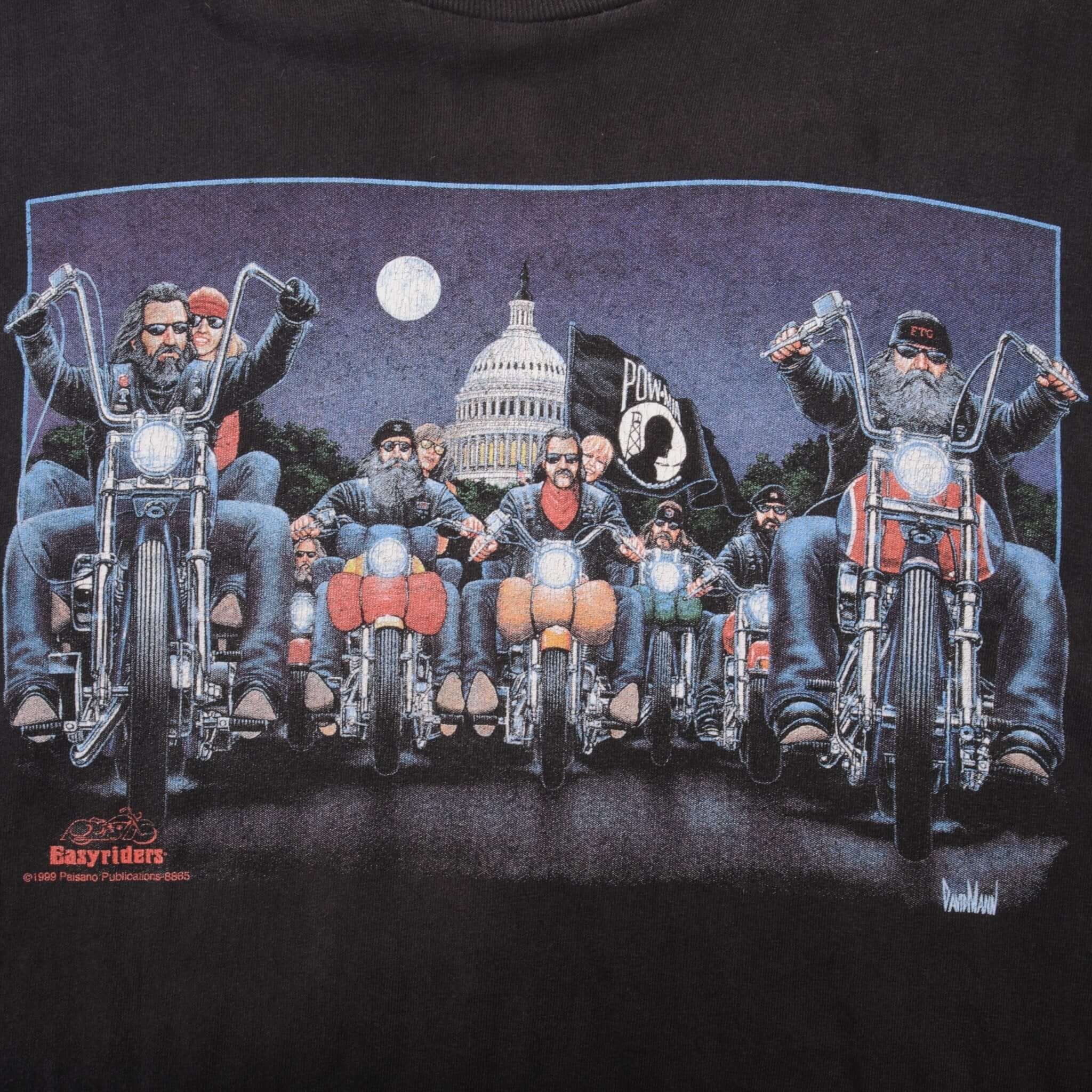 Vintage Black Easy Riders POW MIA Dallas Size 2XL 