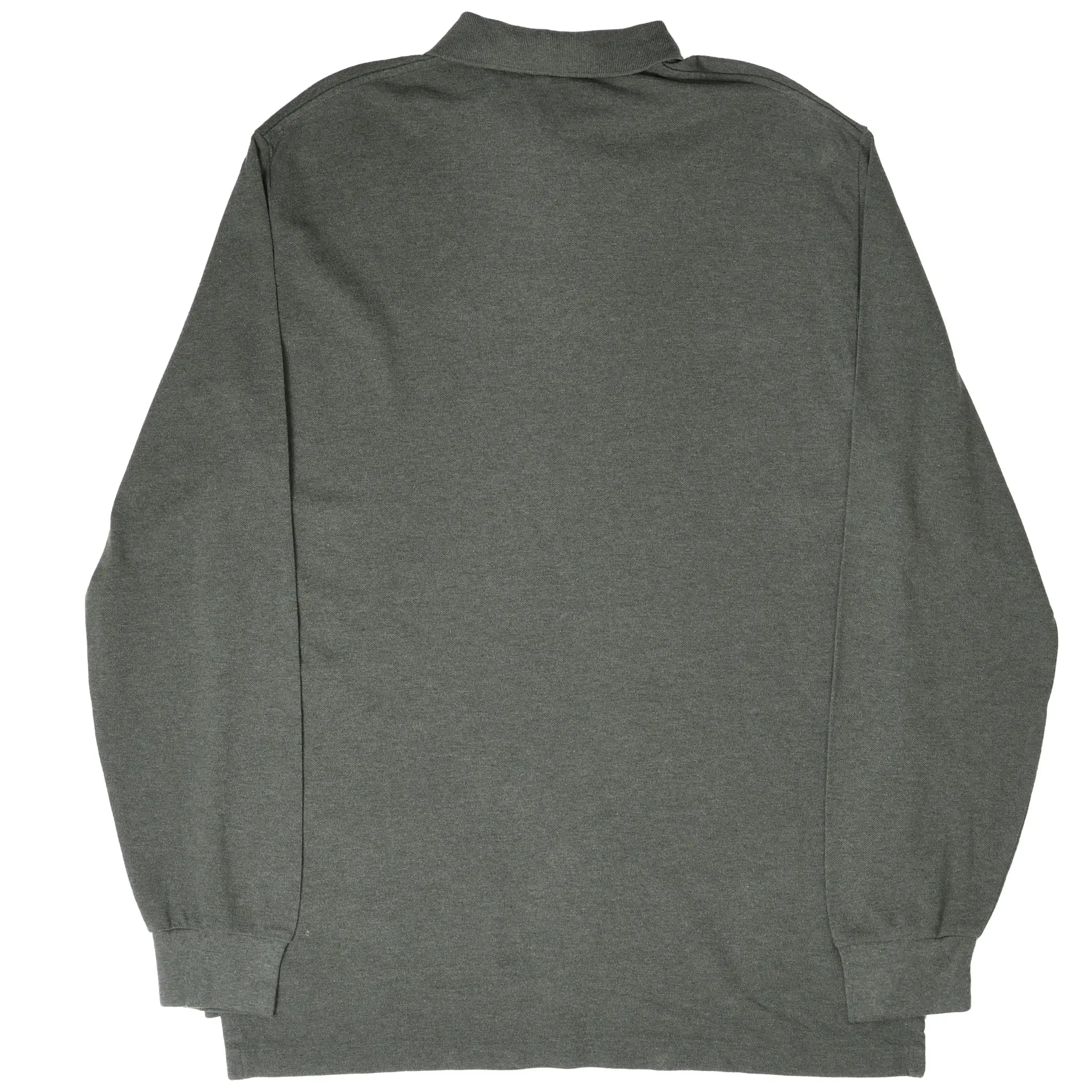 Back of green Polo Ralph Lauren long-sleeve polo shirt with ribbed cuffs
