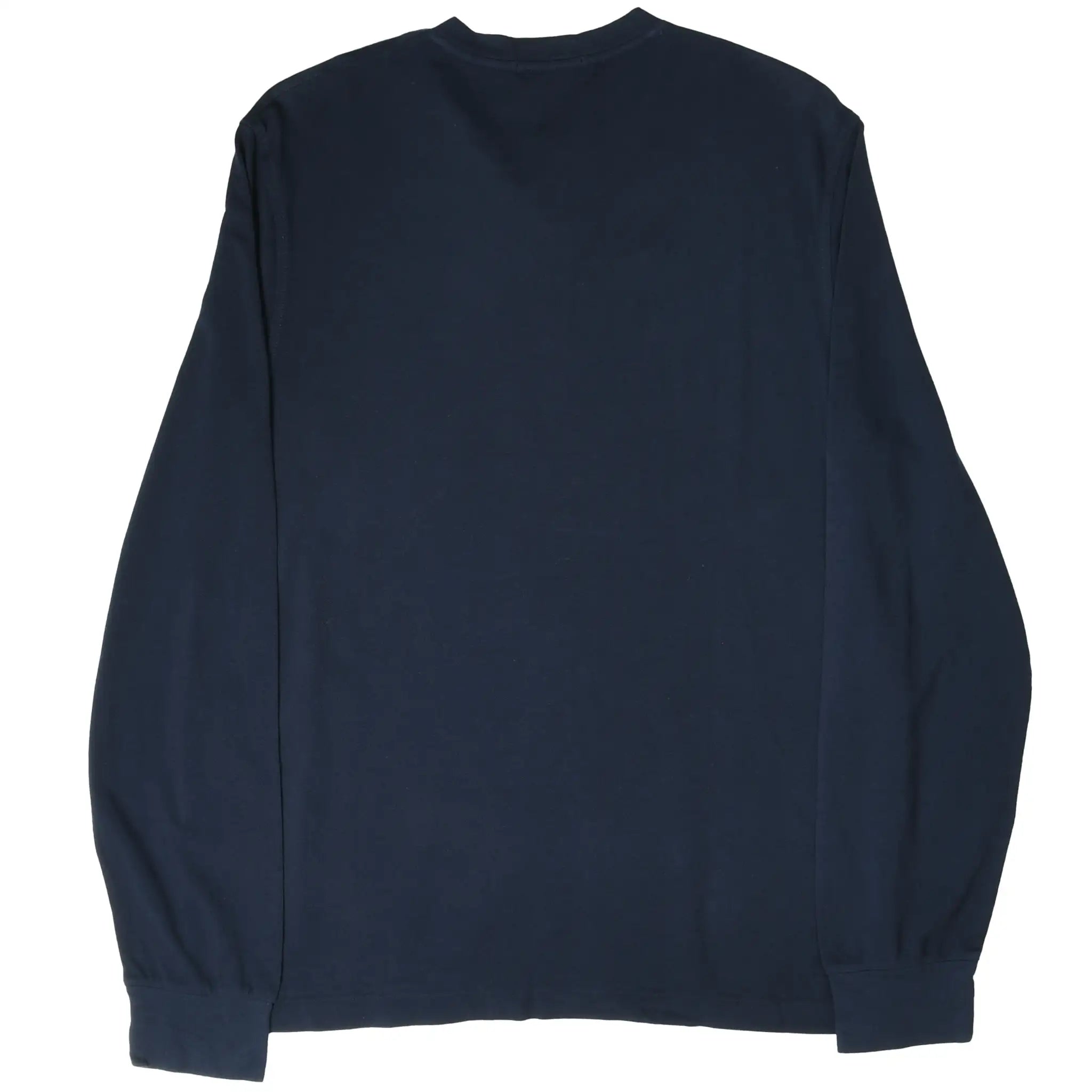 Back of navy Polo Ralph Lauren long-sleeve Henley shirt