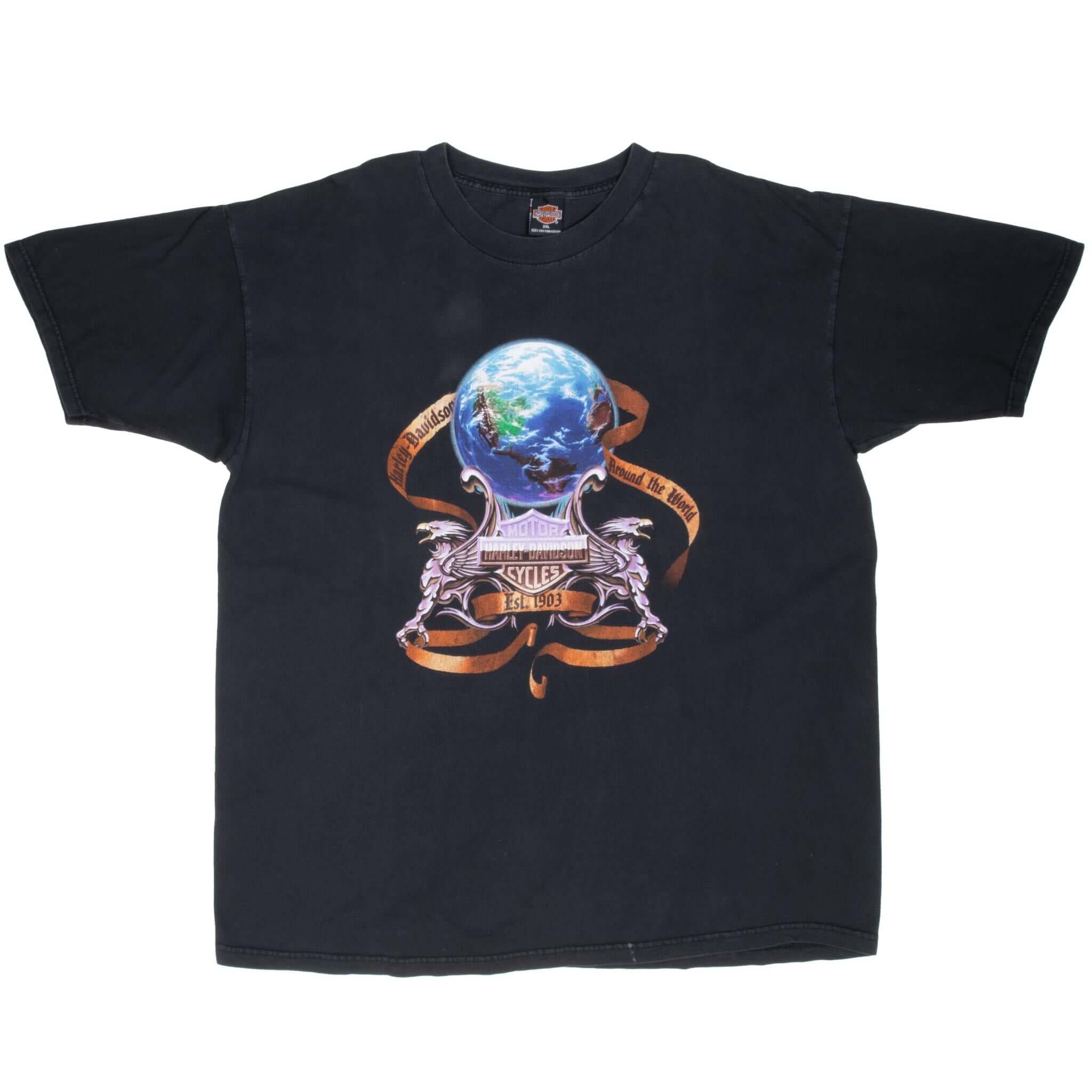 Vintage Harley Davidson Around The World Florida Tee Shirt 1990S Size 2XL Made In USA