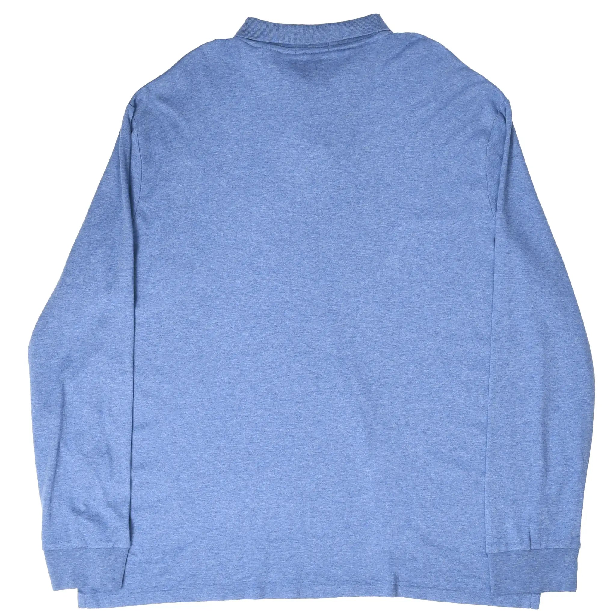 Back of blue Polo Ralph Lauren long-sleeve polo shirt