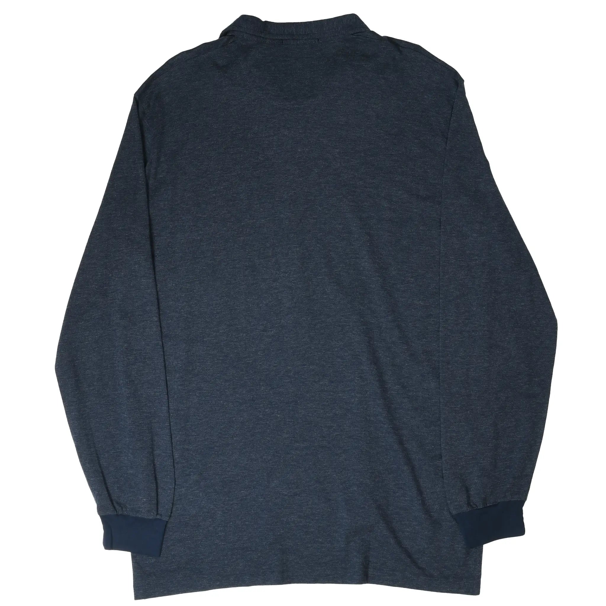 Back of navy blue Polo Ralph Lauren long-sleeve polo shirt