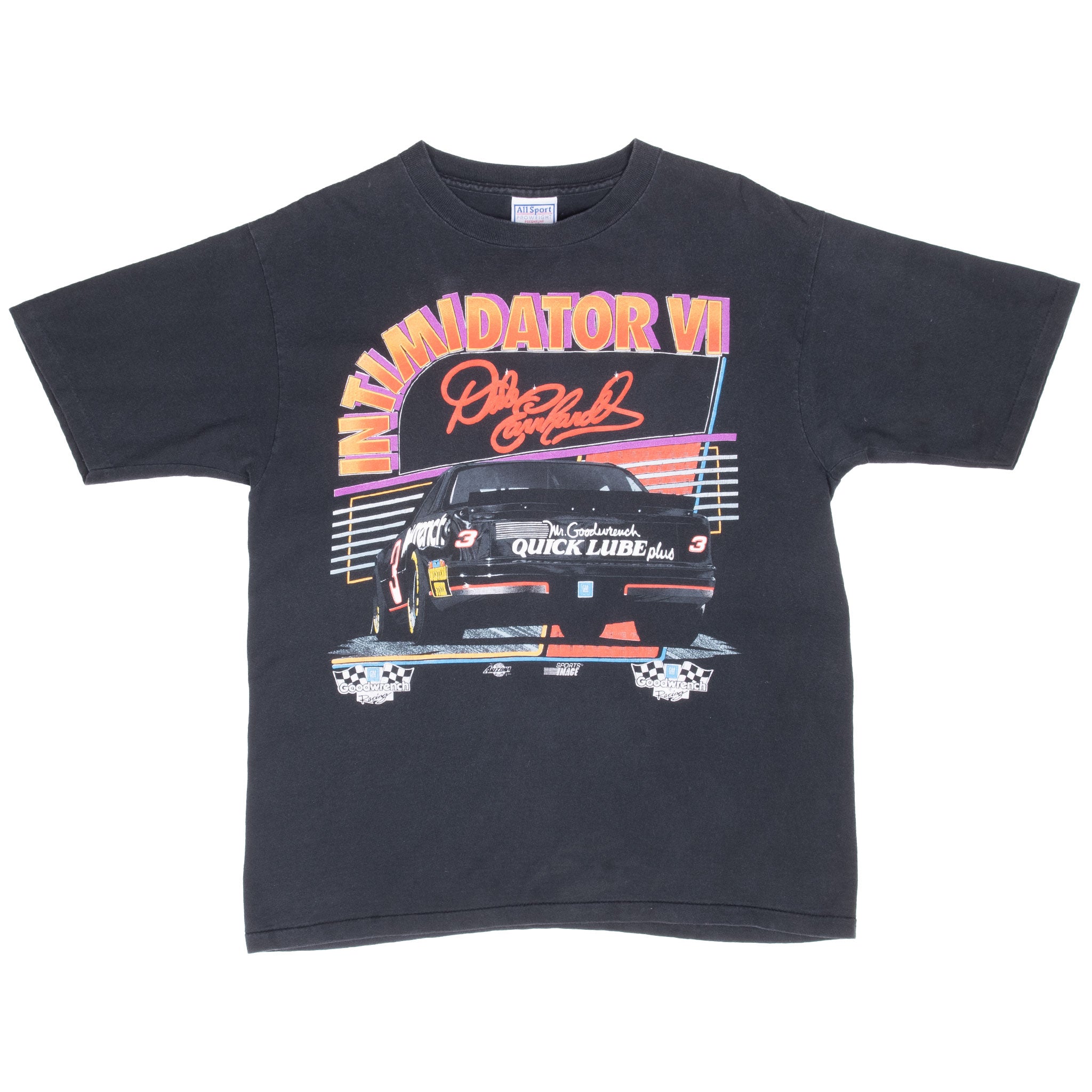 Vintage Nascar Dale Earnhardt Intimidator 6 Tour 1993 Tee Shirt Size Large Made Usa With Single Stitch Sleeves