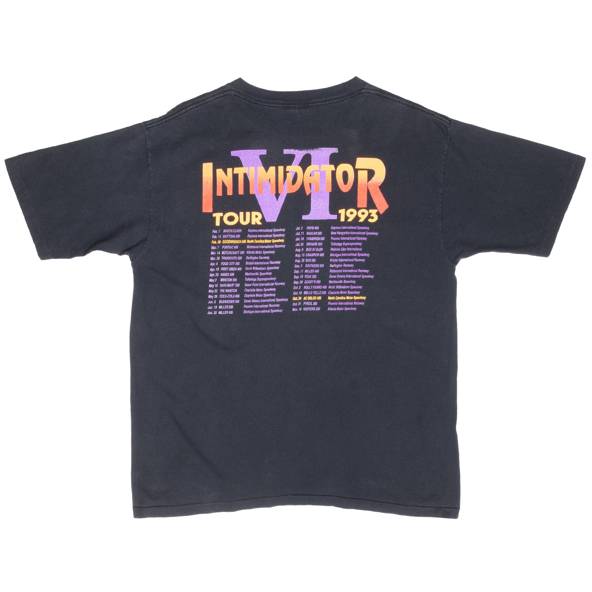 Vintage Nascar Dale Earnhardt Intimidator 6 Tour 1993 Tee Shirt Size Large Made Usa With Single Stitch Sleeves