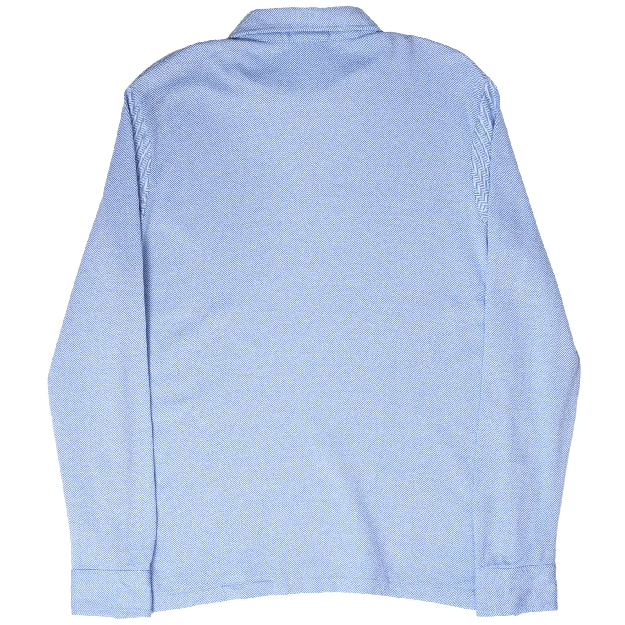 Back of light blue Polo Ralph Lauren long-sleeve polo shirt