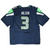 Back of navy Seattle Seahawks Nike jersey with Wilson name and silver and green number 3