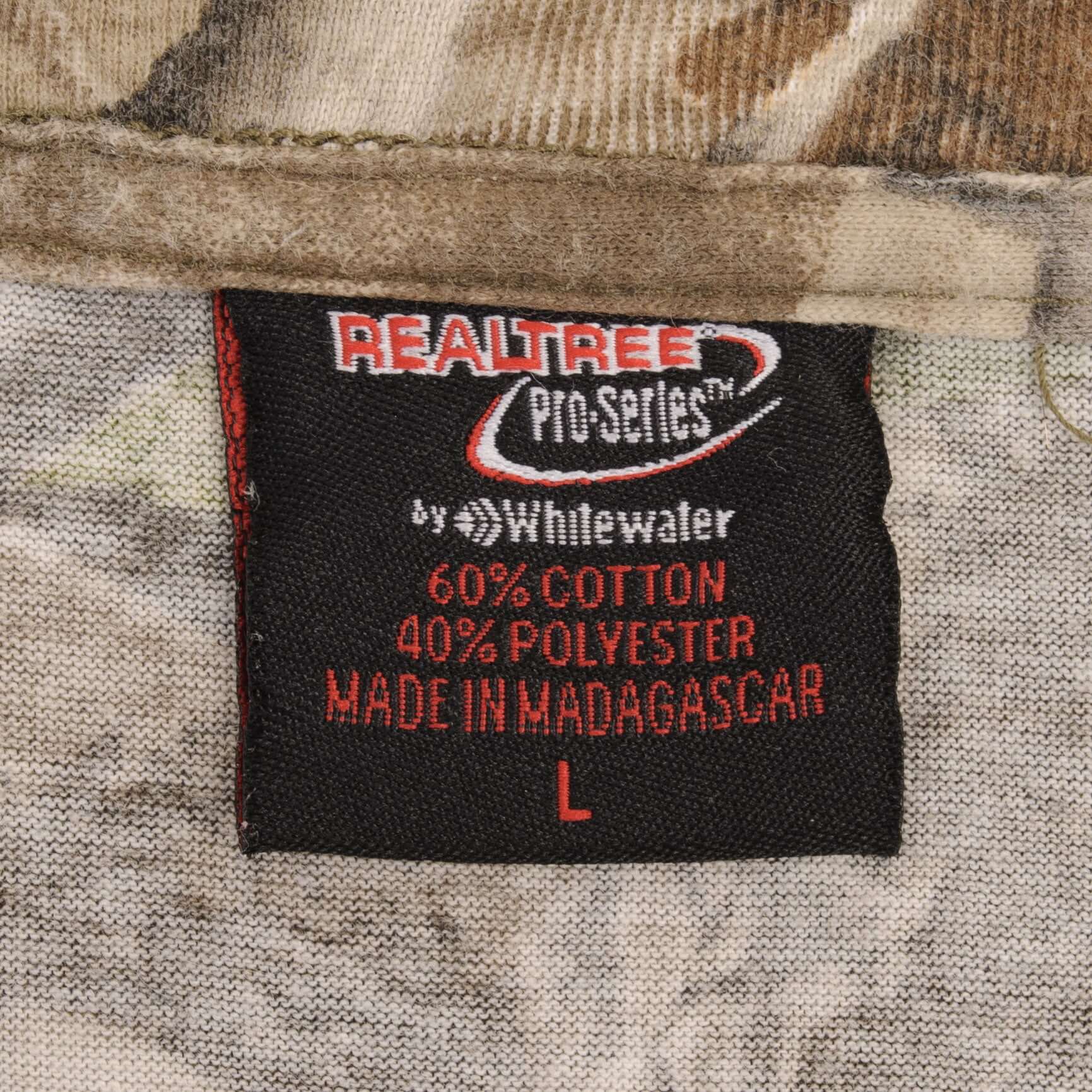 Vintage Hunting Realtree Hardwoods Camo Long Sleeve Pocket Tee Shirt Size Large