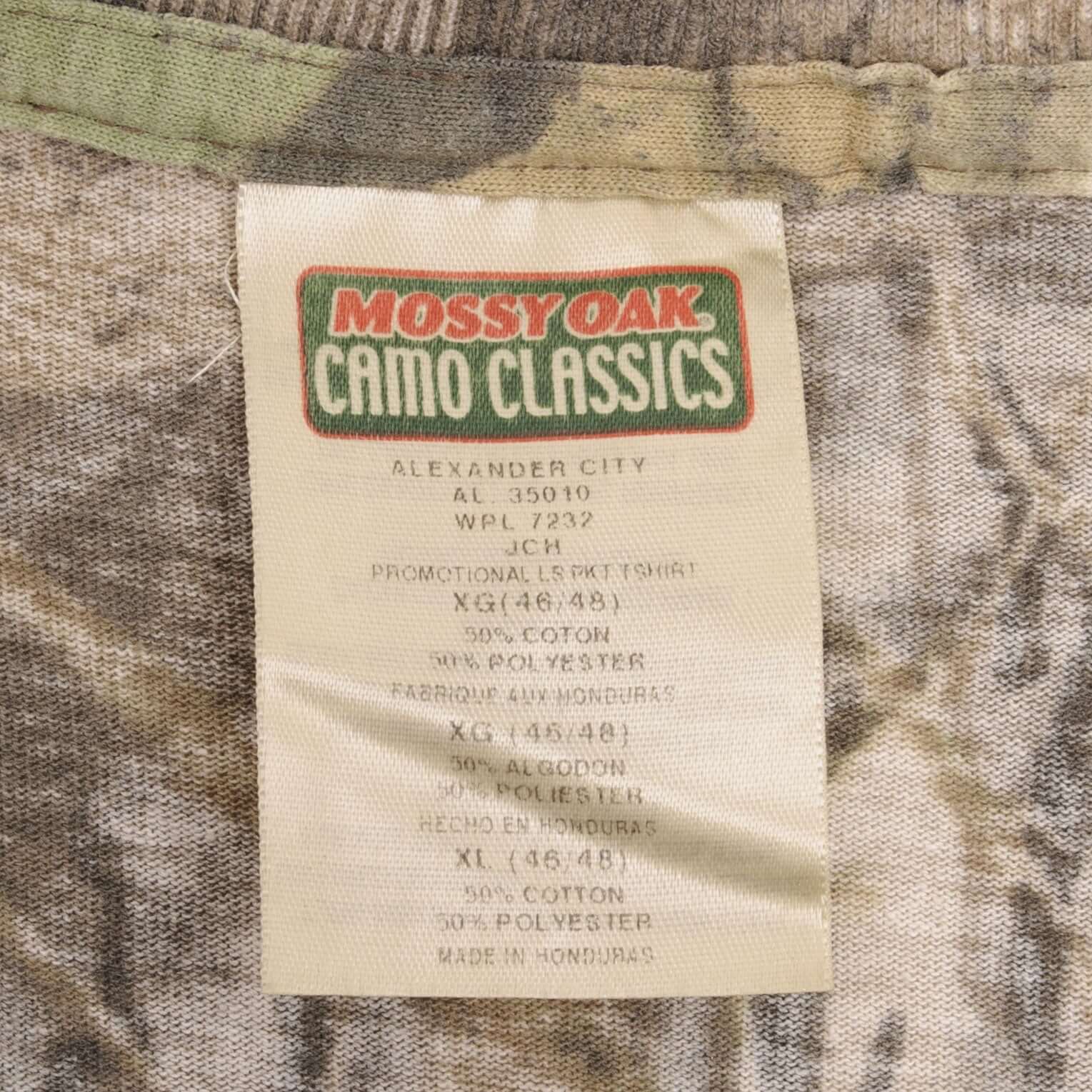 Vintage Hunting Mossy Oak Break Up Camo Long Sleeve Pocket Tee Shirt Size XL