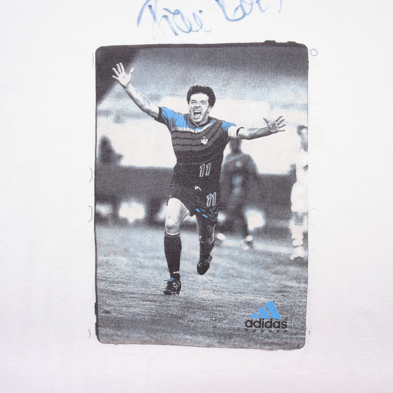 Vintage Adidas Soccer Kansas City Wizards Signed By Preki Predrag Radosavlejvic Tee Shirt 1990S Size Small Made In USA